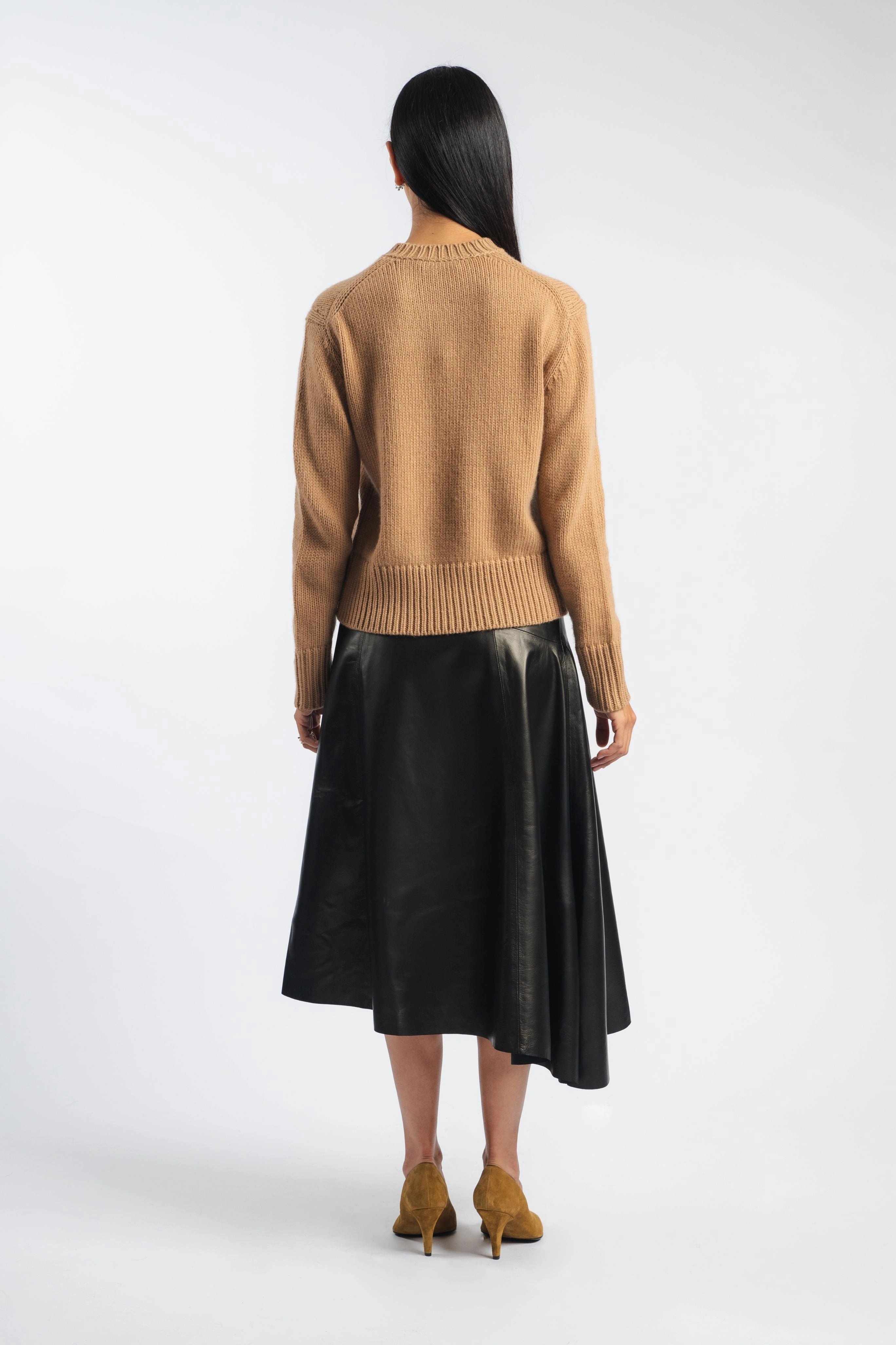 Draped Skirt in Black Flared hem