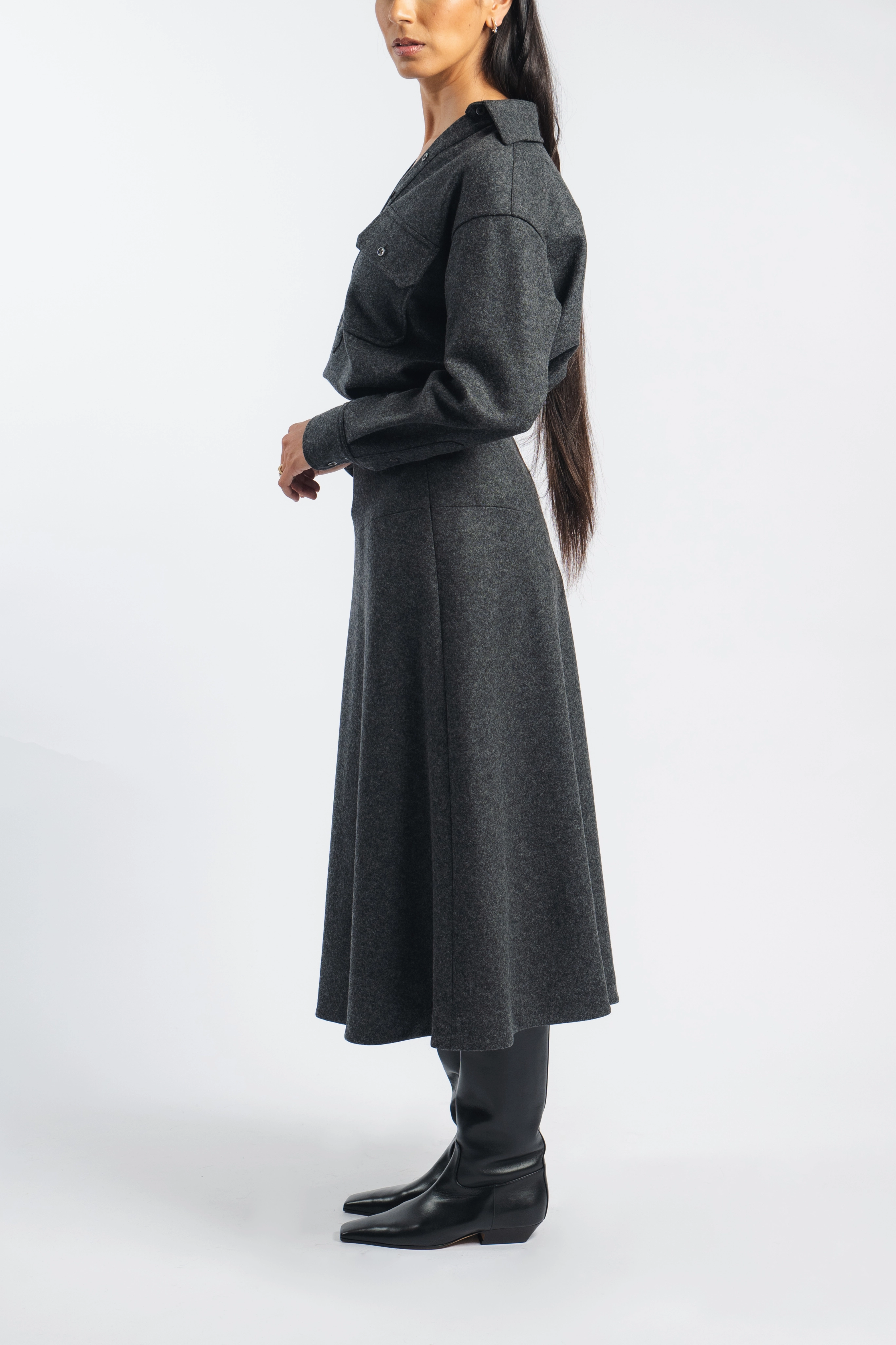 Draped Skirt in Gray Scalloped Edge Wedding guest