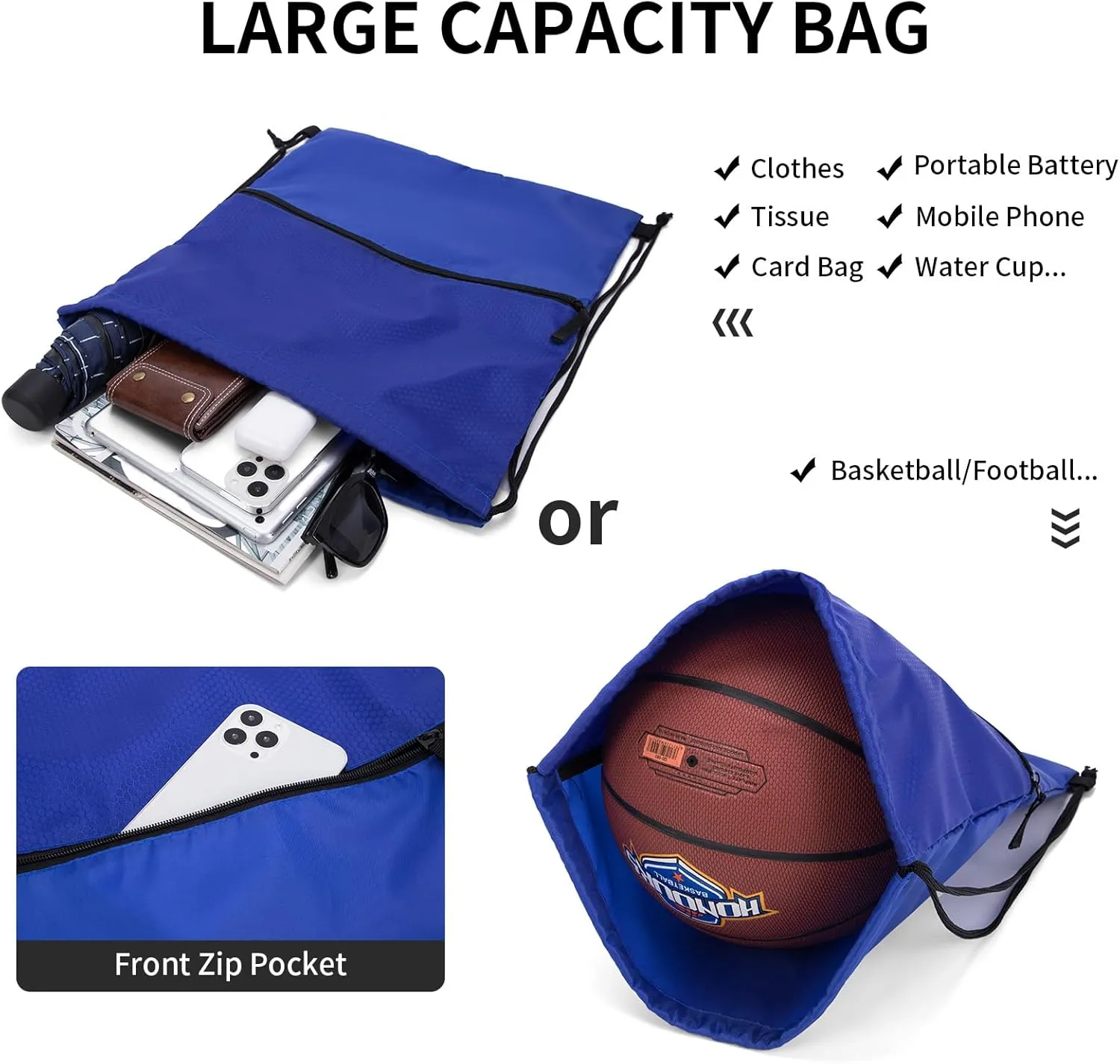 Drawstring Backpack String Bag: Gym Drawstring Bag for Men
