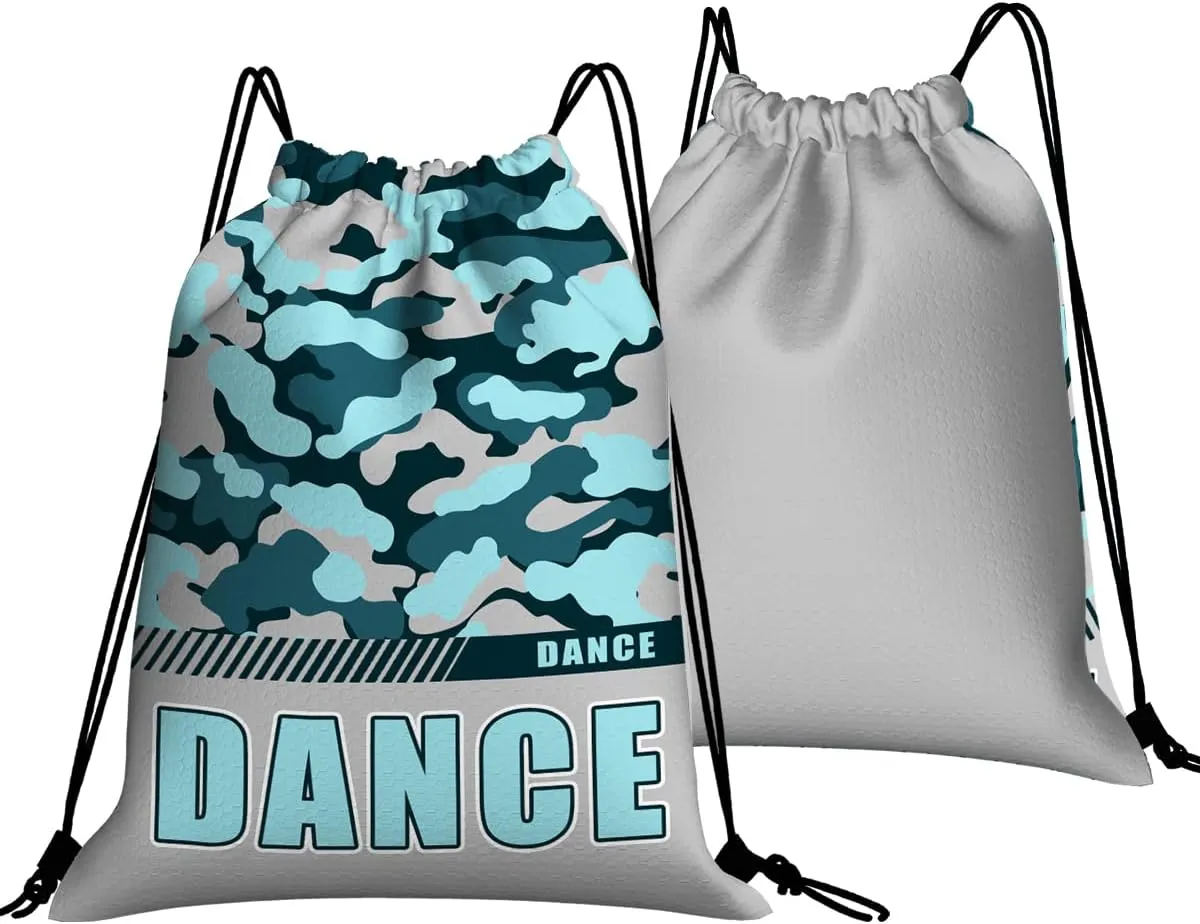Drawstring Backpack Waterproof Gym Drawstring Bags Sports String Bag Camo Sackpack-Aqua Dance Drawstring Bag