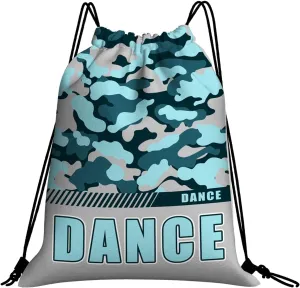 Drawstring Backpack Waterproof Gym Drawstring Bags Sports String Bag Camo Sackpack-Aqua Dance Drawstring Bag