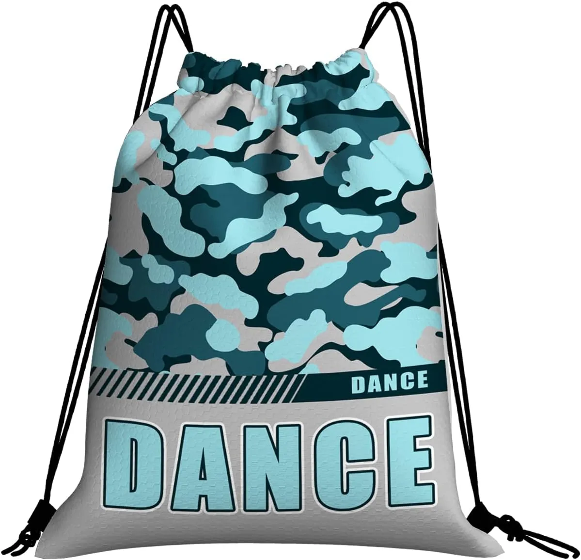 Drawstring Backpack Waterproof Gym Drawstring Bags Sports String Bag Camo Sackpack-Aqua Dance Drawstring Bag
