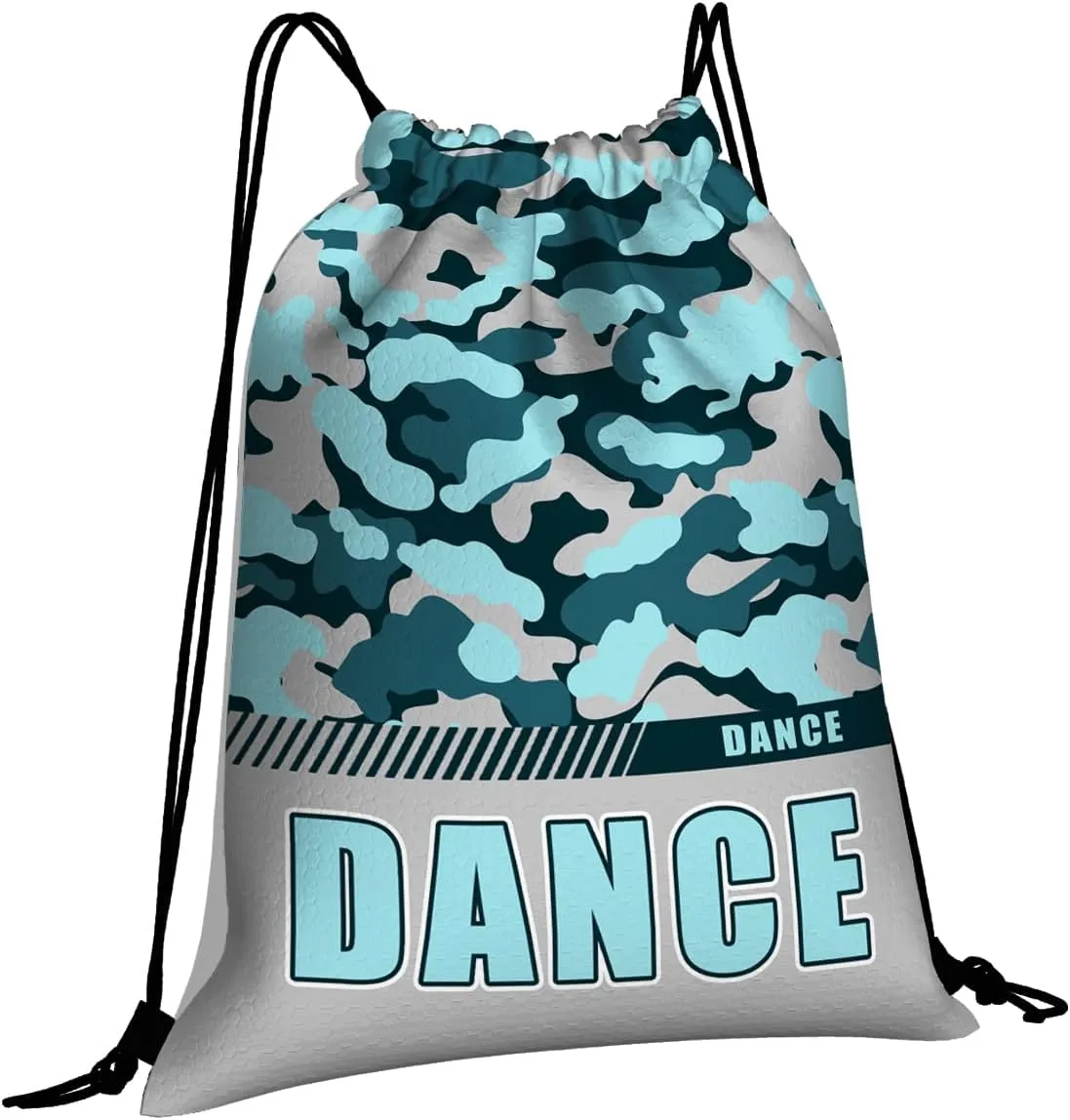 Drawstring Backpack Waterproof Gym Drawstring Bags Sports String Bag Camo Sackpack-Aqua Dance Drawstring Bag