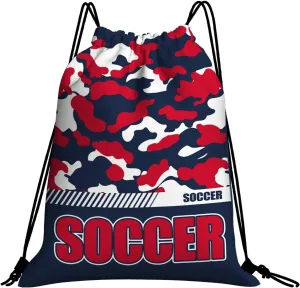 Drawstring Backpack Waterproof Gym Drawstring Bags Sports String Bag Camo Sackpack-Navy Soccer Drawstring Bag