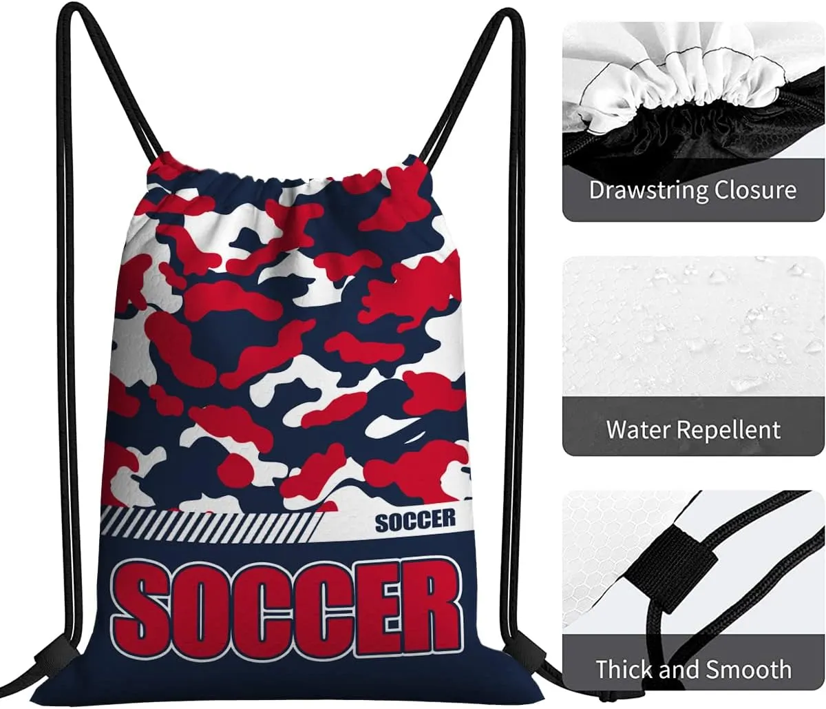 Drawstring Backpack Waterproof Gym Drawstring Bags Sports String Bag Camo Sackpack-Navy Soccer Drawstring Bag