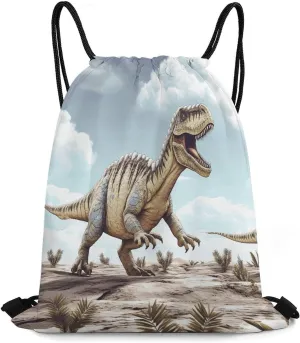 Drawstring Bag,Dinosaur Walking Dinosaur Walking Drawstring Backpack,travel Drawstring Backpack,sport Gym Backpack,sports Backpack