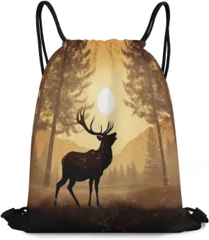 Drawstring Bag,Elk Artwork Drawstring Backpack,travel Drawstring Backpack,sport Gym Backpack,sports Backpack