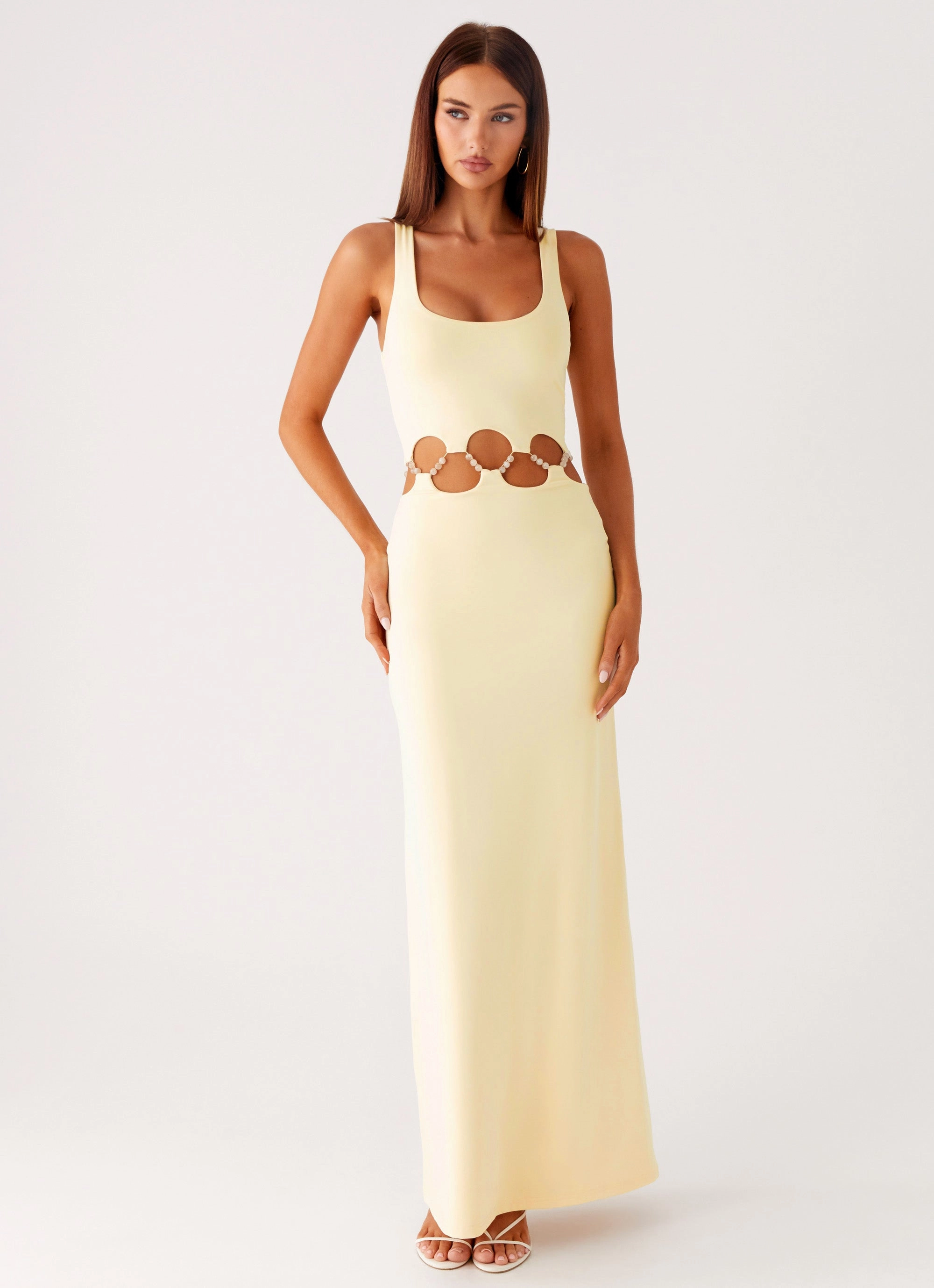 Dreamboat Beaded Maxi Dress - Yellow Dreamy Presence Weekend Feel