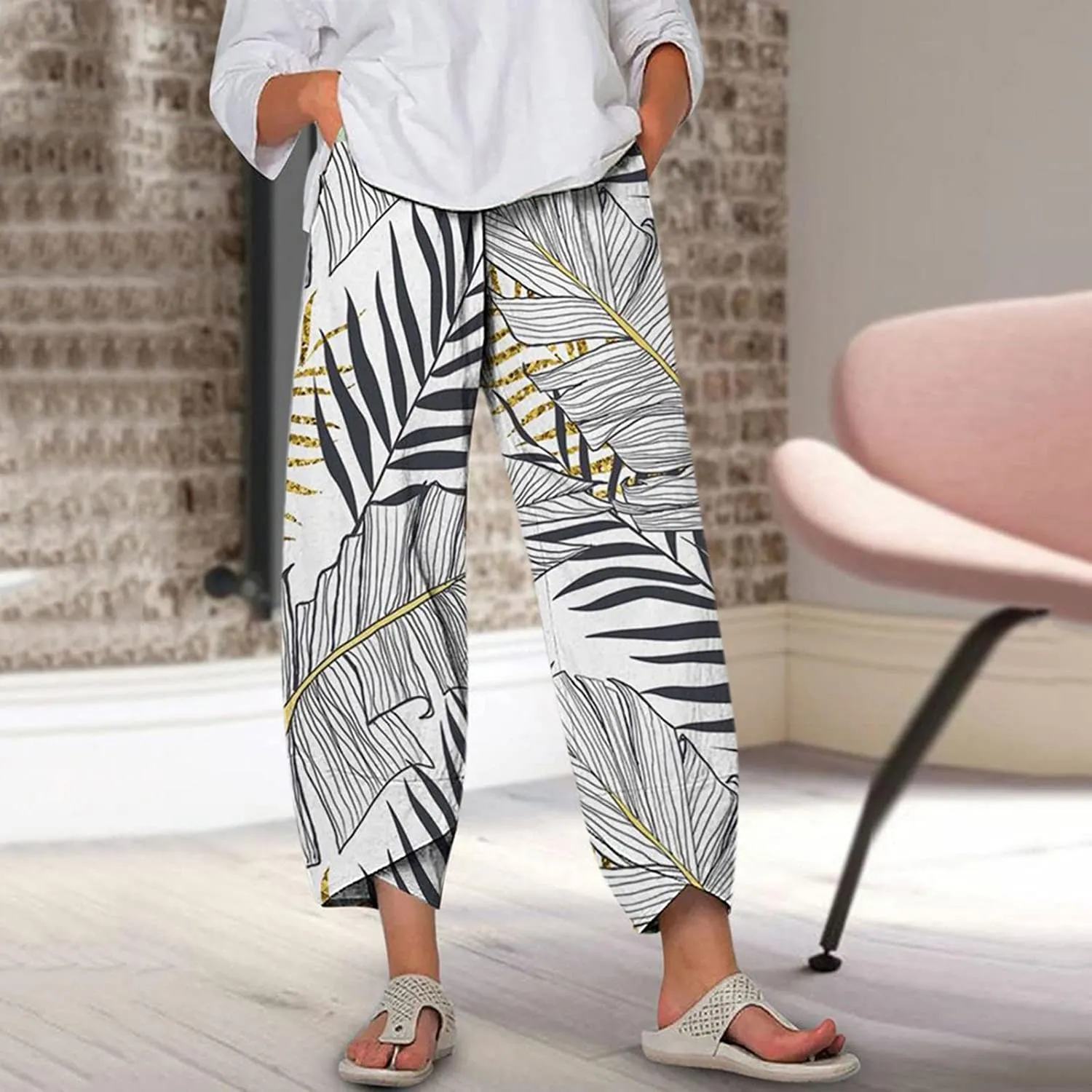 DressBetty - Palazzo Lounge Pants Wide Leg Printed Cropped Bottoms Baggy Trousers Sweatpants