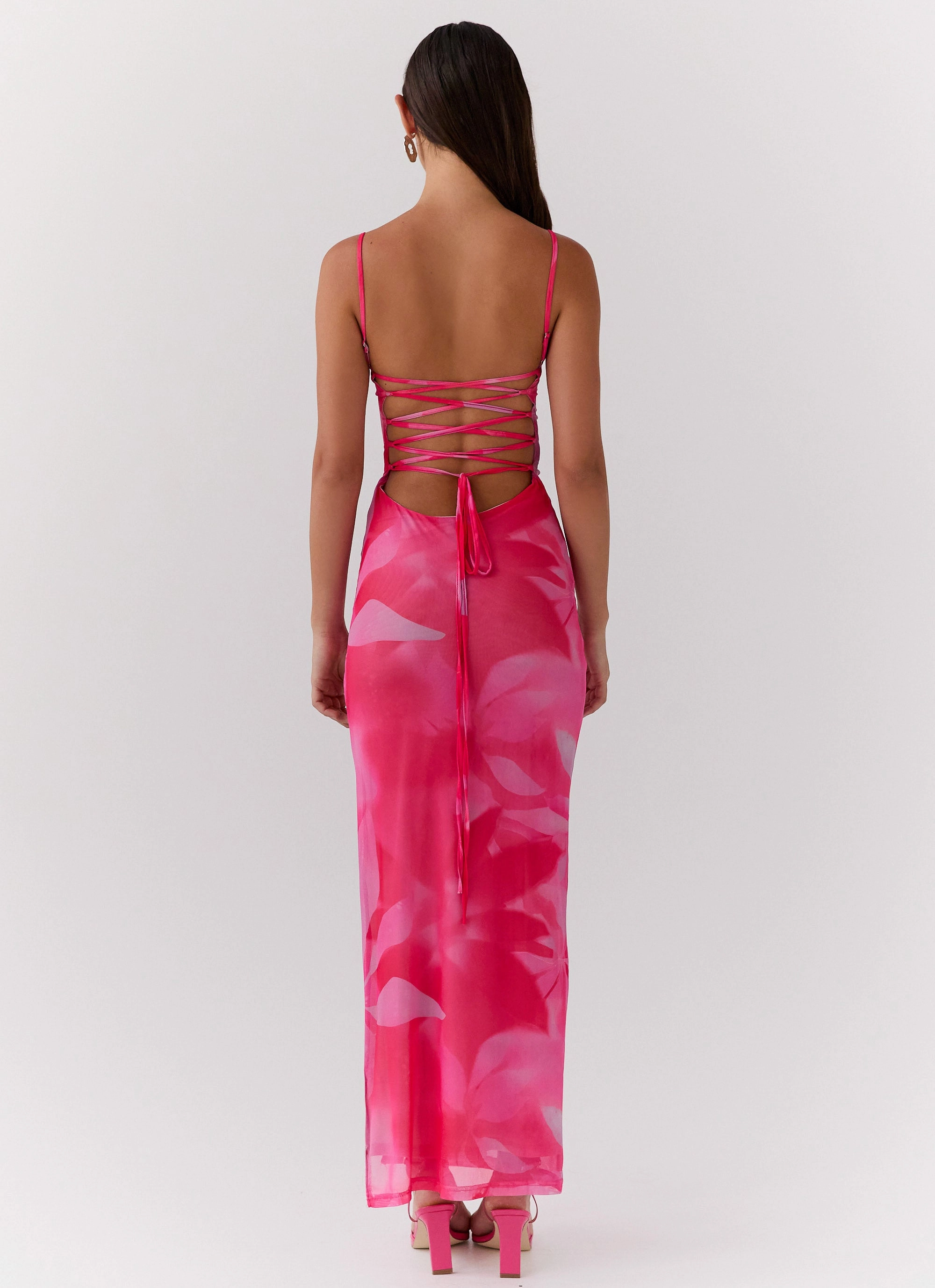 Casual Look Sophisticated Cut Life In Pink Maxi Dress - Abstract Bloom