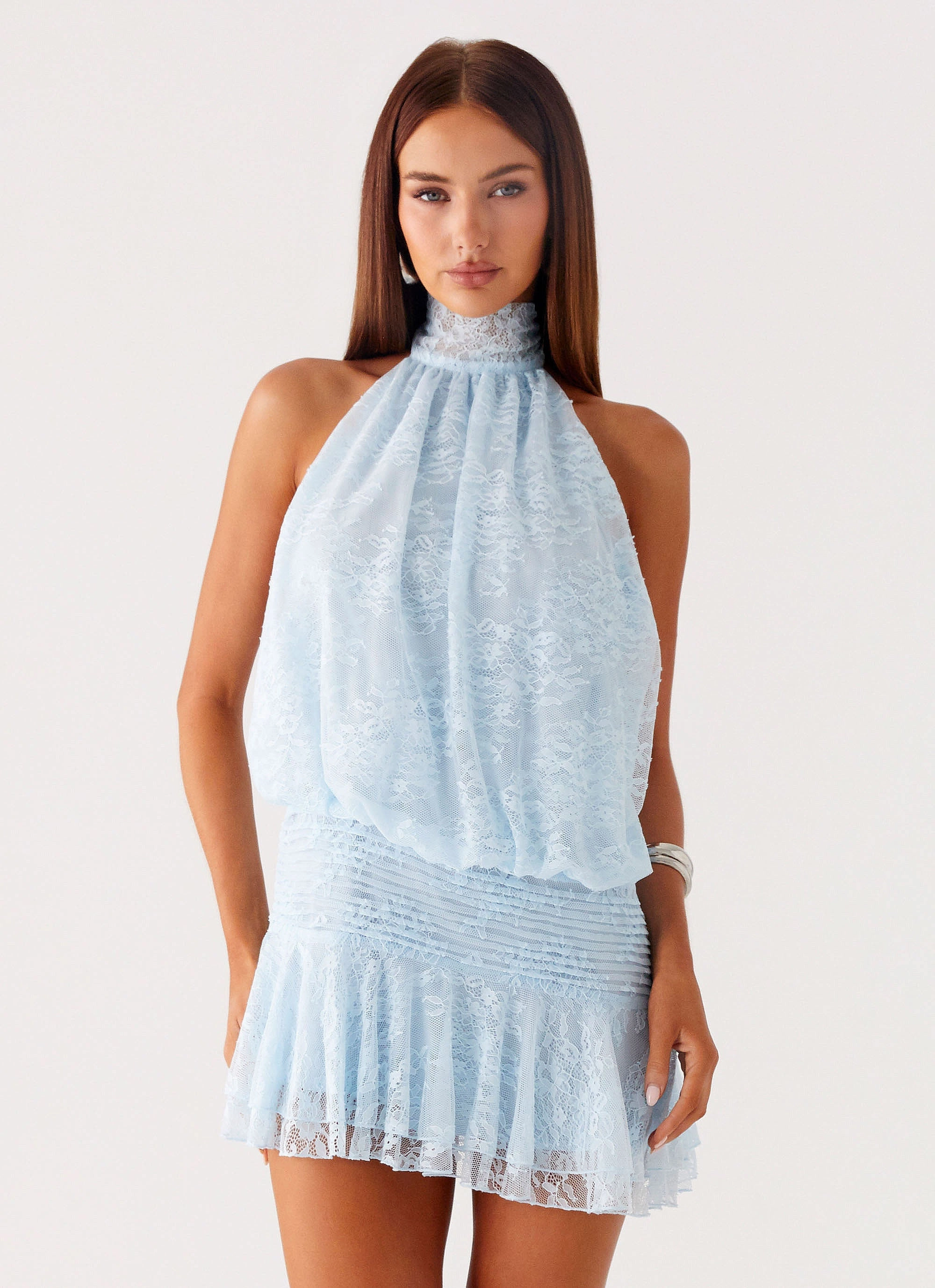Perfect Layer Willow Lace Mini Dress - Blue