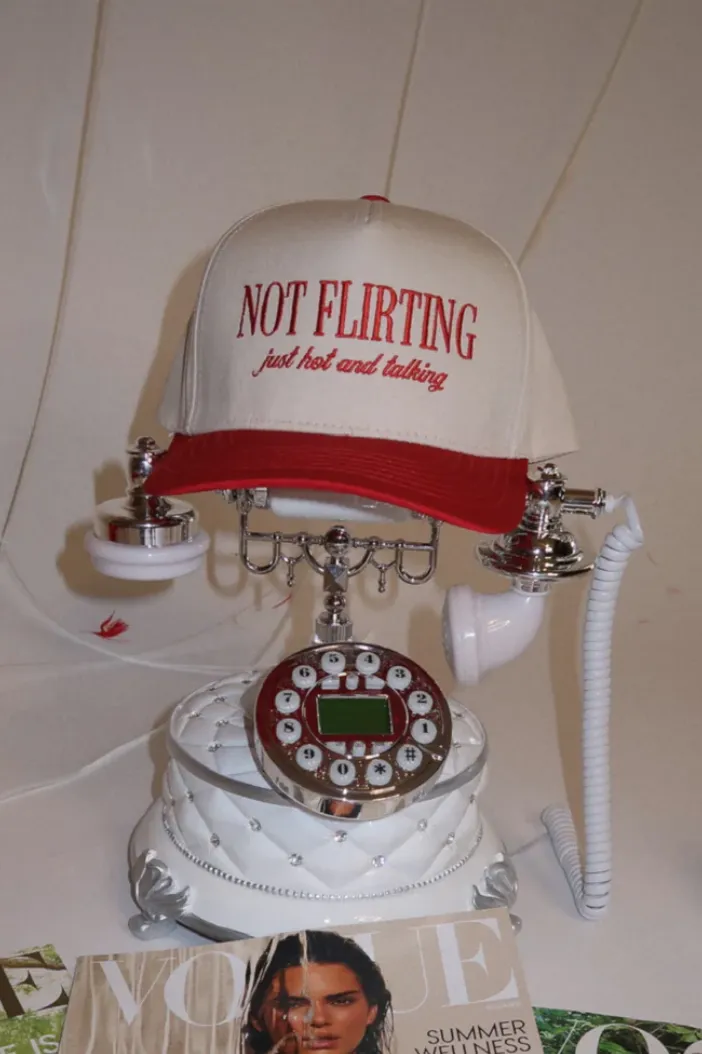 Wrinkle resistant fabric Not Flirting Trucker Hat- Red