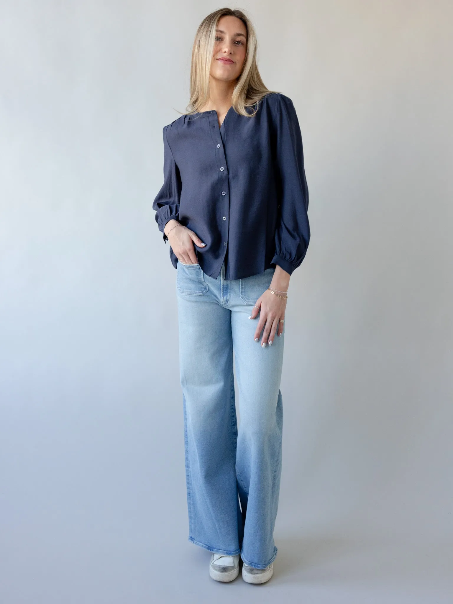 Elsbeth Navy Blouse AirflowVents
