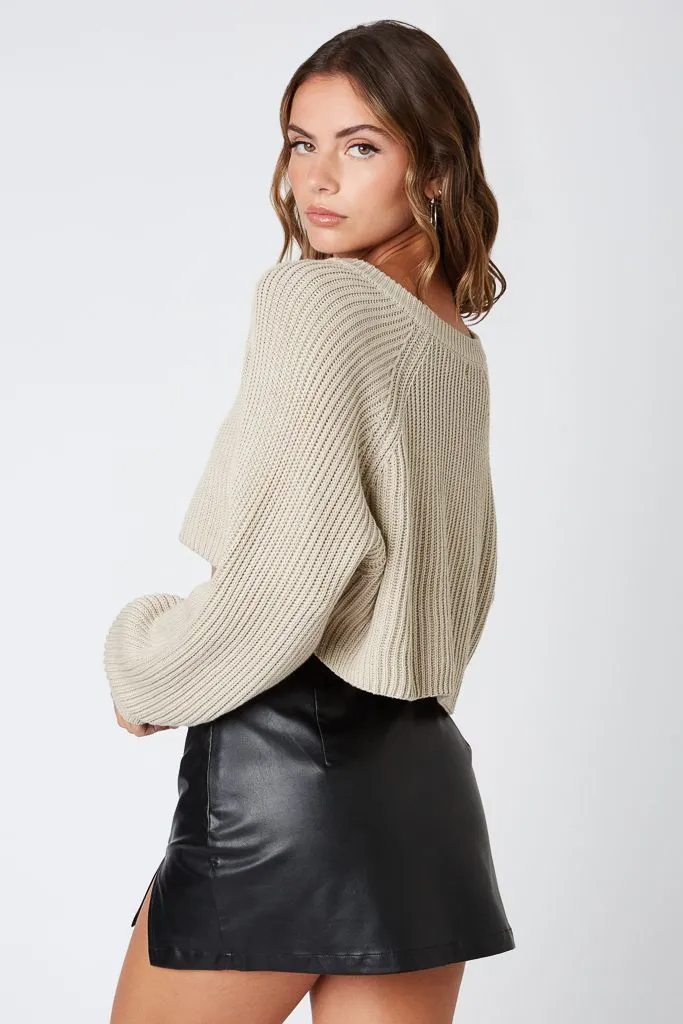 Essential Drape Winnie Lightweight V-Neck Sweater- Stone