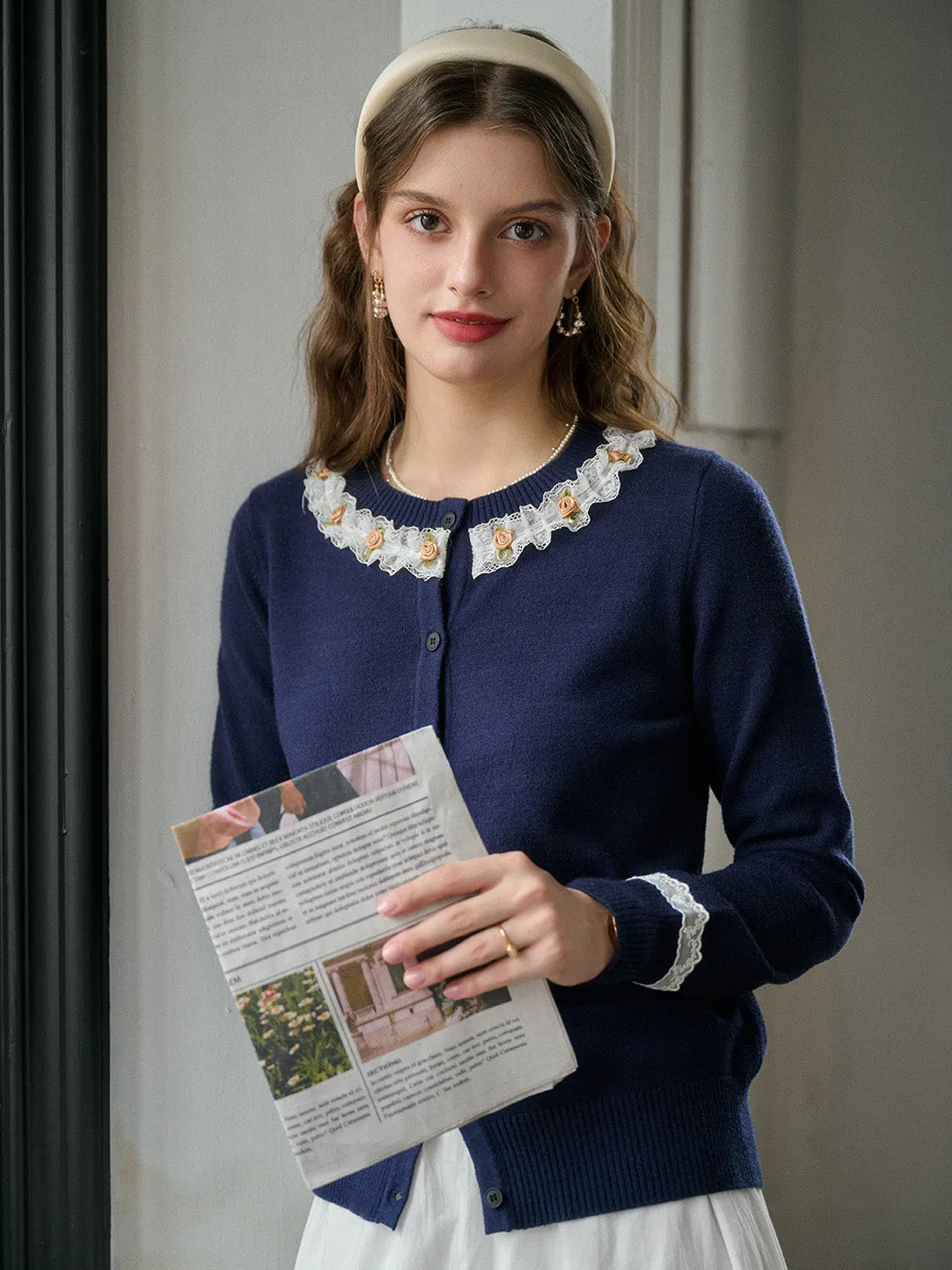 FrictionResistantEdges Multi Way Adjustable Fit ??Final Sale??Soleil Round Neck Lace Cardigan