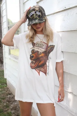 Beer Wolf Oversized Tee - White ErgonomicShape