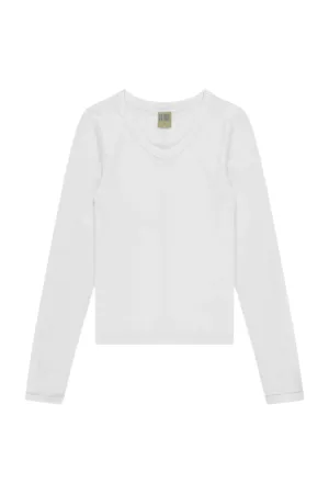 GarmentWashed Softness Jill Long Sleeve Tee in White