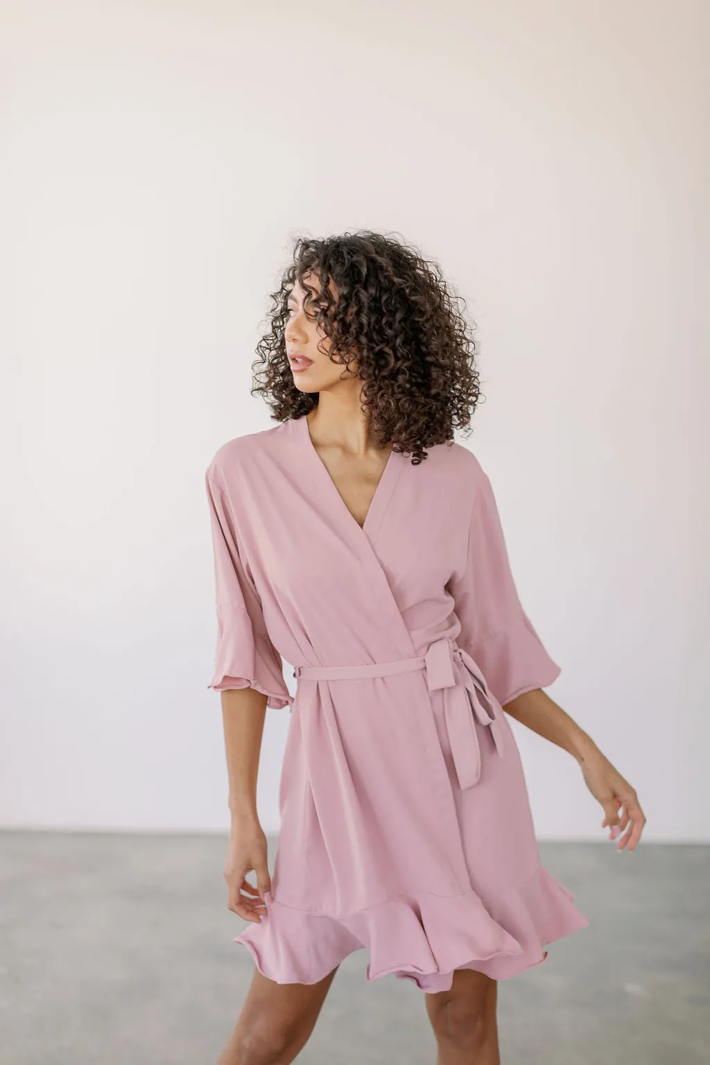 Dusty Rose Ruffle Robe