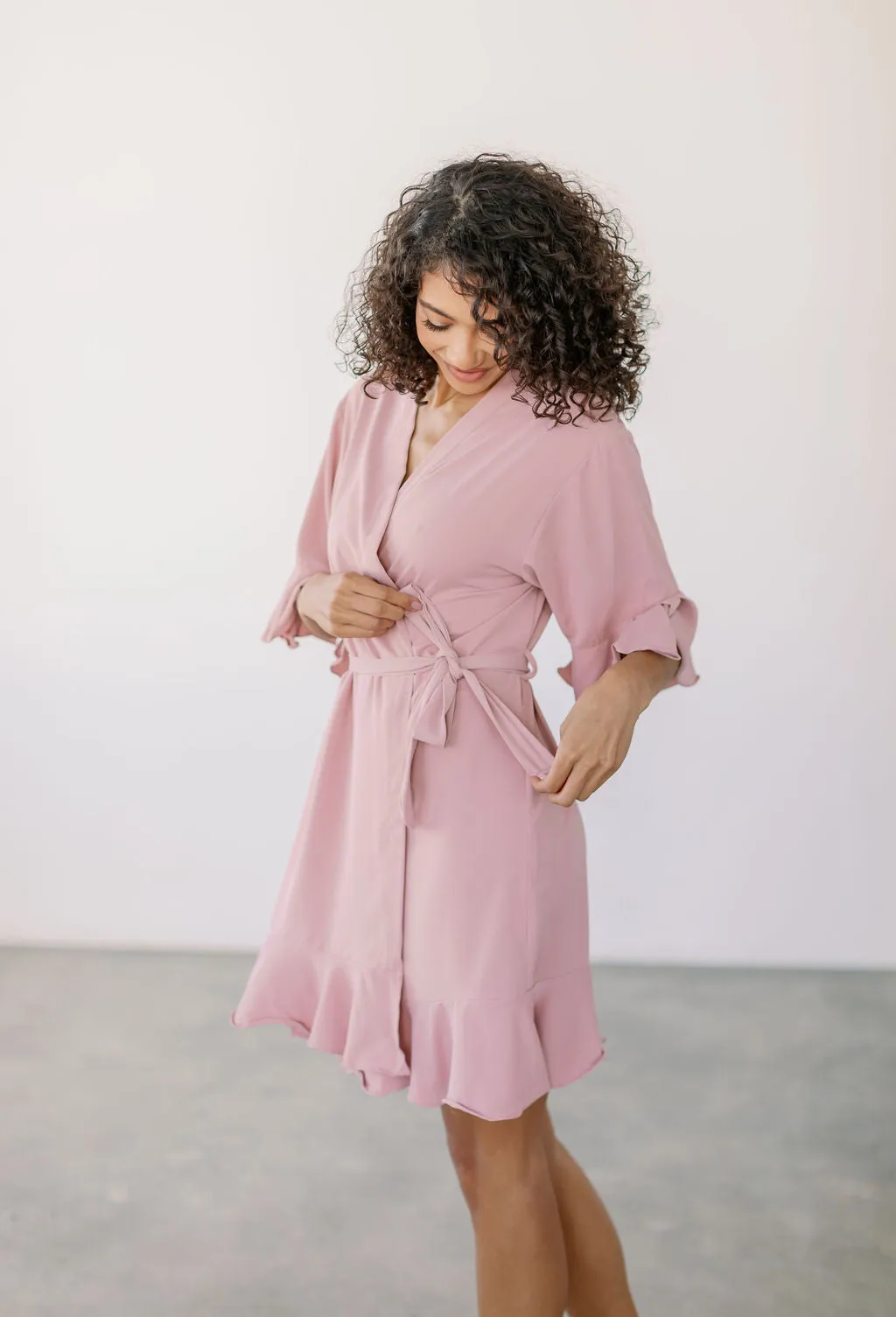 Dusty Rose Ruffle Robe