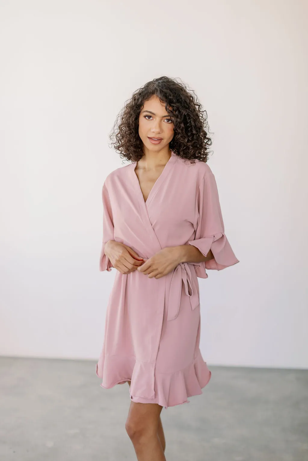 Dusty Rose Ruffle Robe