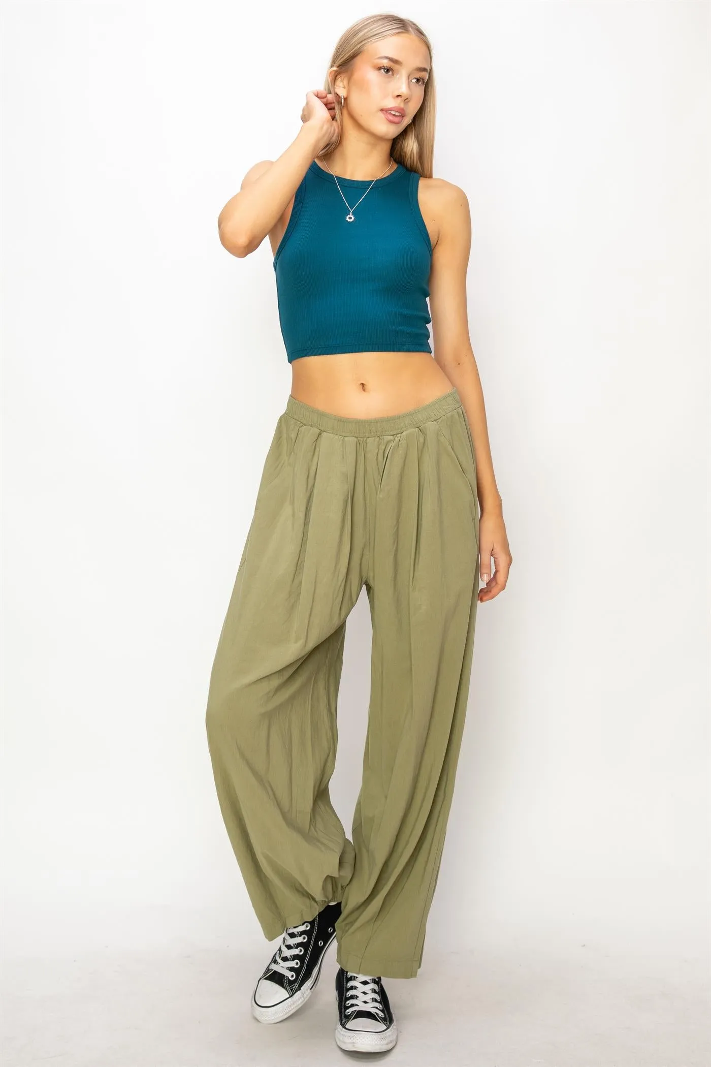 DZ24A651-Mid Rise Wide Leg Pants