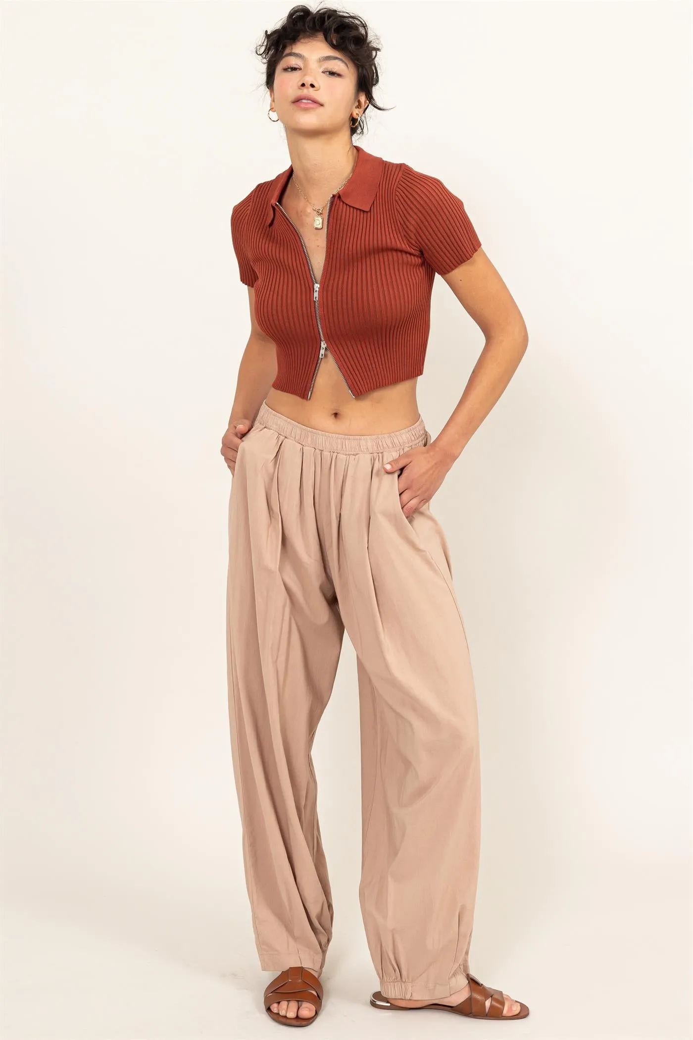 DZ24A651-Mid Rise Wide Leg Pants