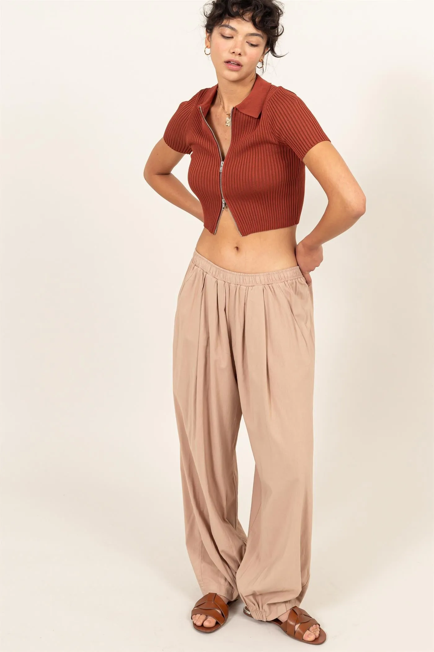 DZ24A651-Mid Rise Wide Leg Pants