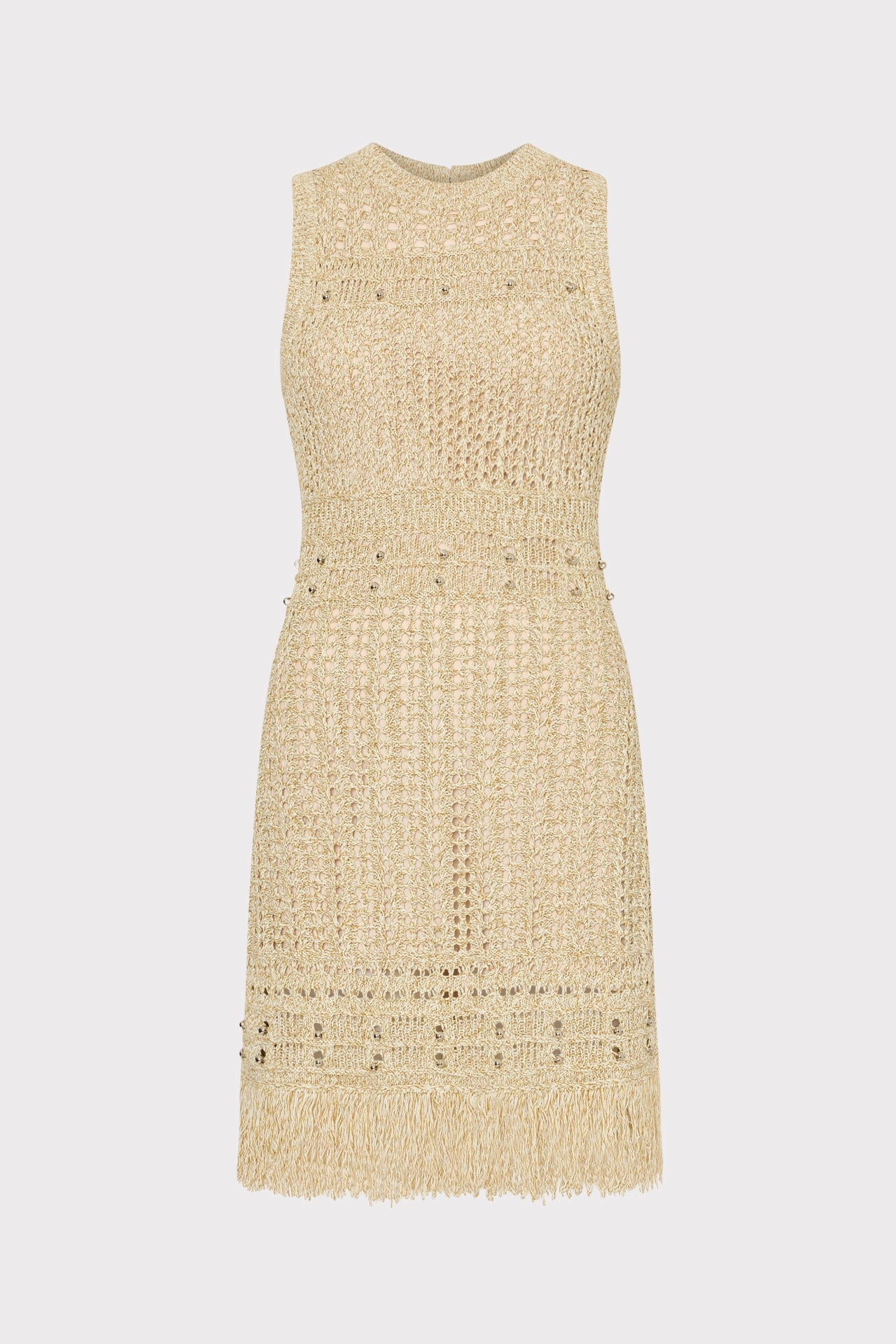 Beaded Fringe Knit Mini Dress Relaxed Layers