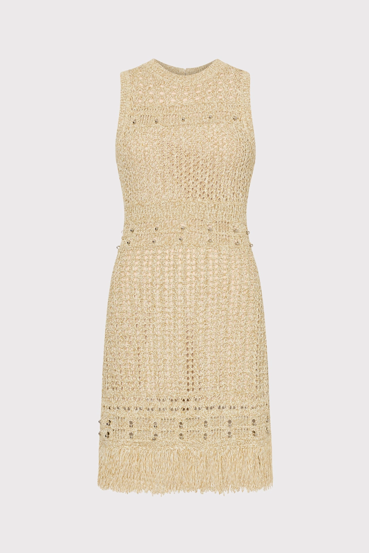 Beaded Fringe Knit Mini Dress Sleek Comfort Timeless Wearable