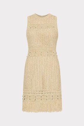 Beaded Fringe Knit Mini Dress Sleek Comfort Timeless Wearable