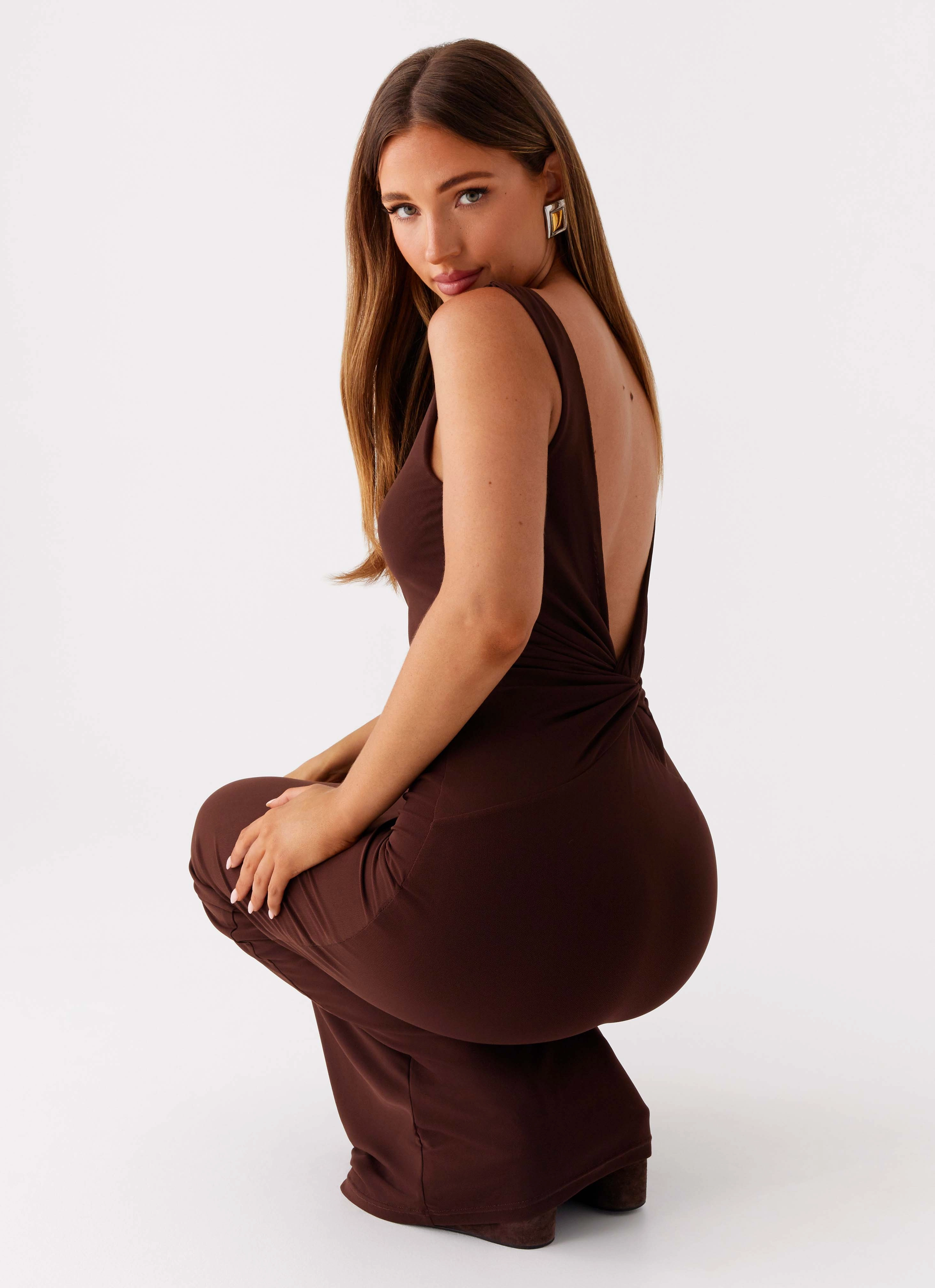 Earthbound Muse Maxi Dress - Chocolate Feminine full-length gown