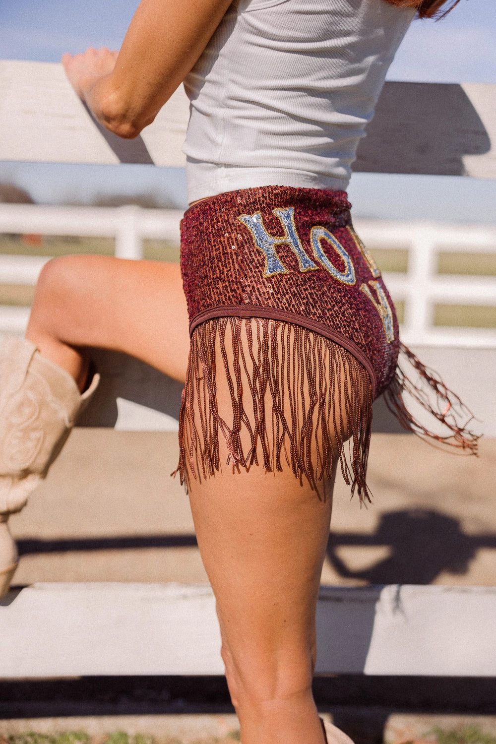 No Ride Up Design EASTNWEST Howdy Fringe Shorts