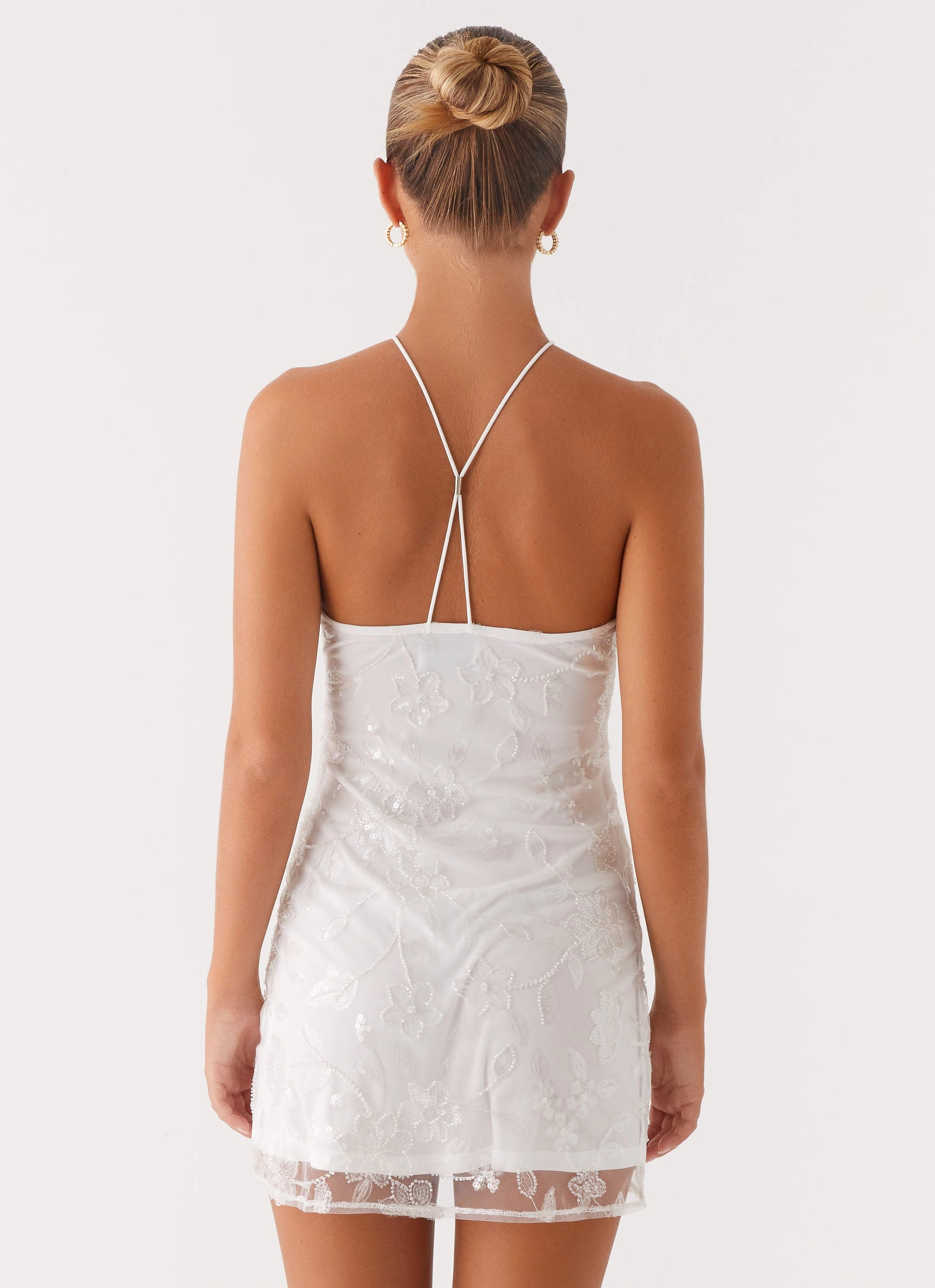 Rumi Beaded Mini Dress - White Day Wear