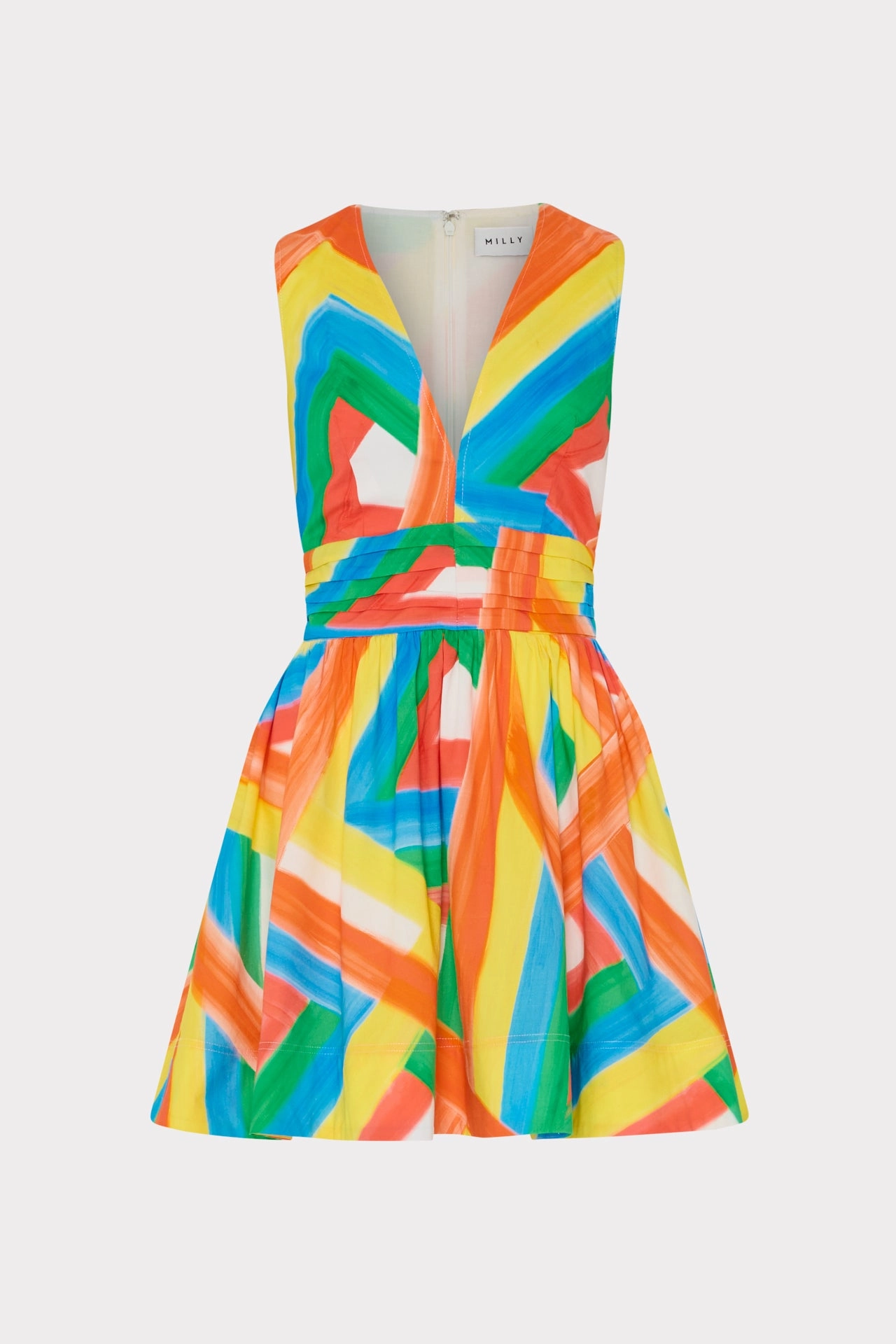 Nikki Multi Stripe Poplin Mini Dress Collar Accent Gender Fluid