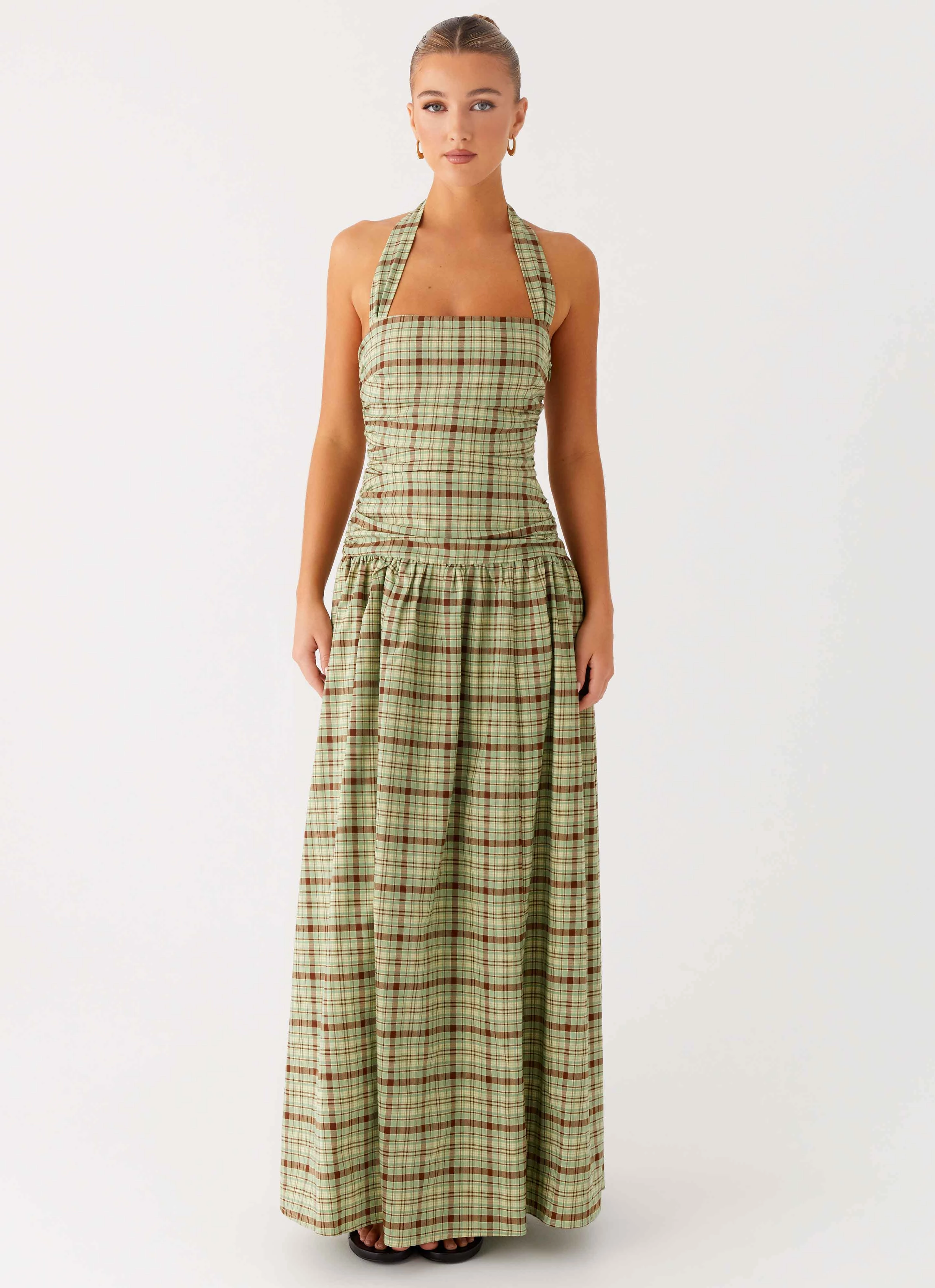Glamorous look Lilith Maxi Dress - Forest Plaid