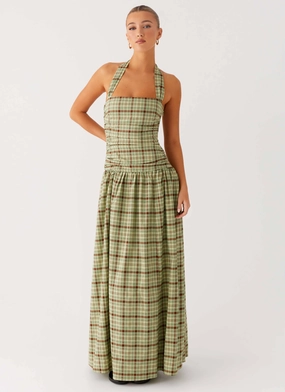 Lilith Maxi Dress - Forest Plaid Work or Casual Casual Essential