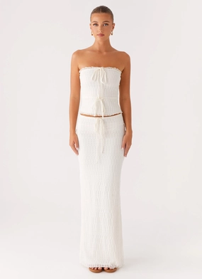 Romantic Vibe Bold Look Blakely Maxi Skirt - Ivory