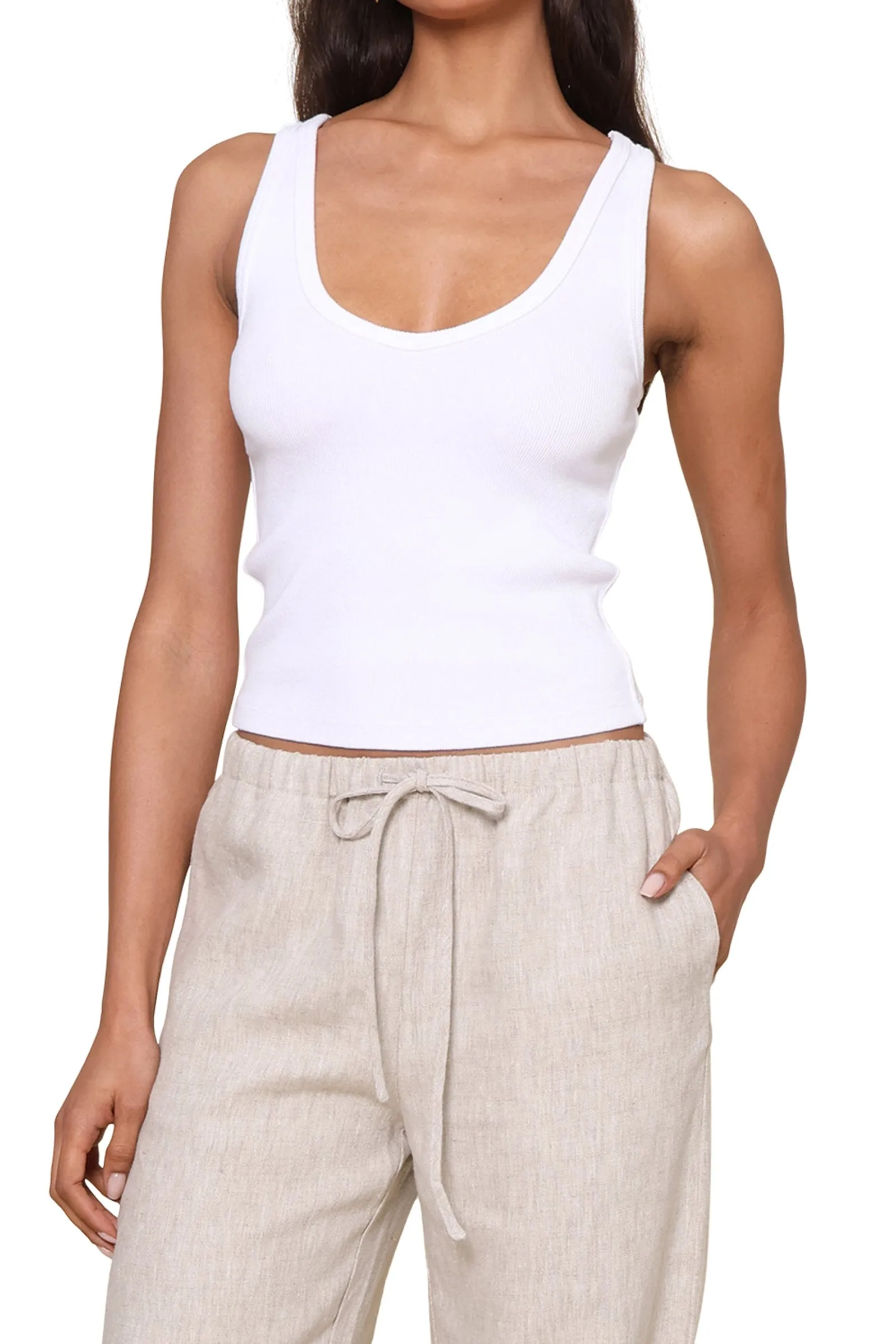 Recycled Polyester Blend Maria V Neck Tank