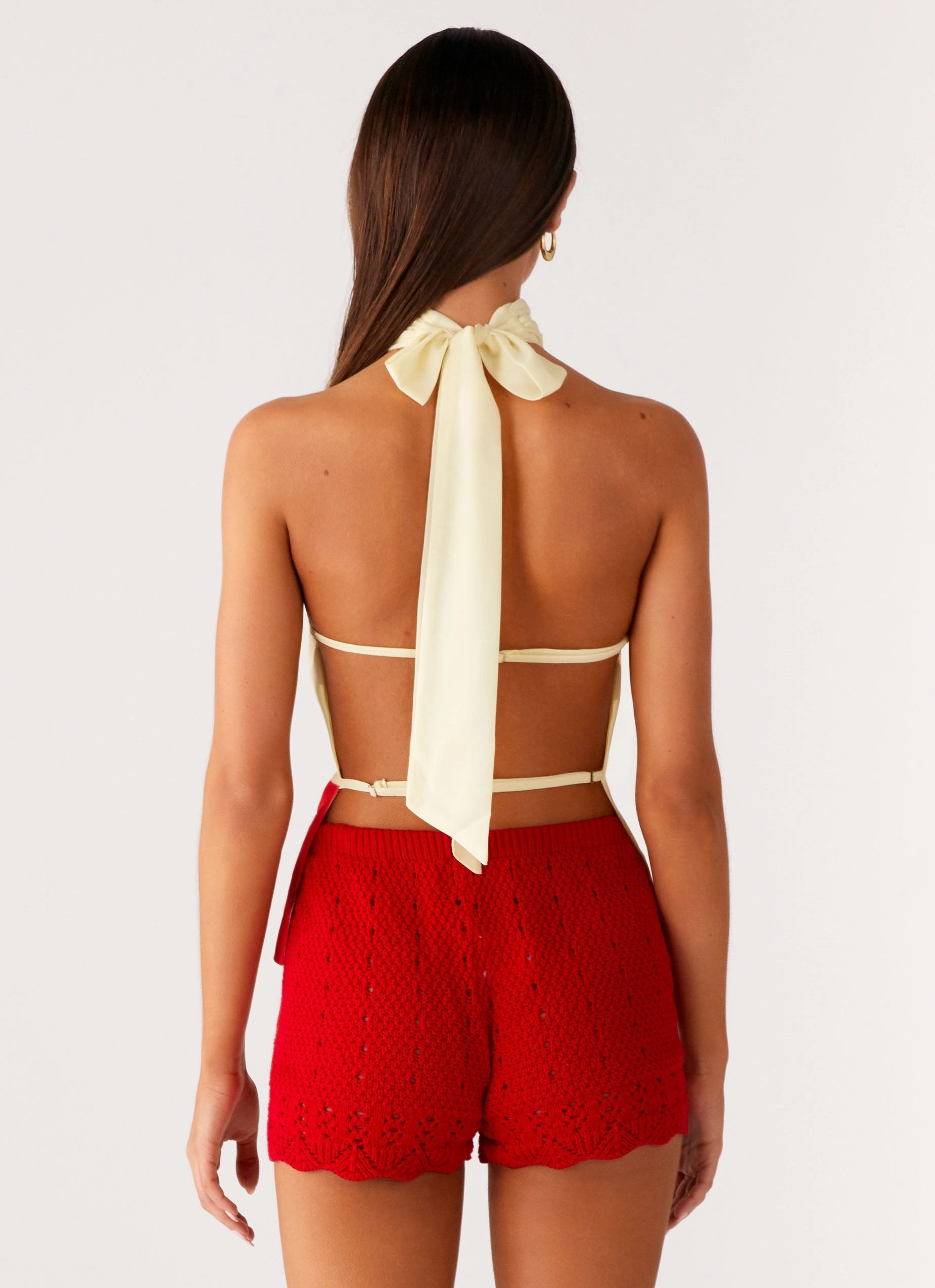 Chic Cardigan Felicity Halter Top - Scarlet Floral