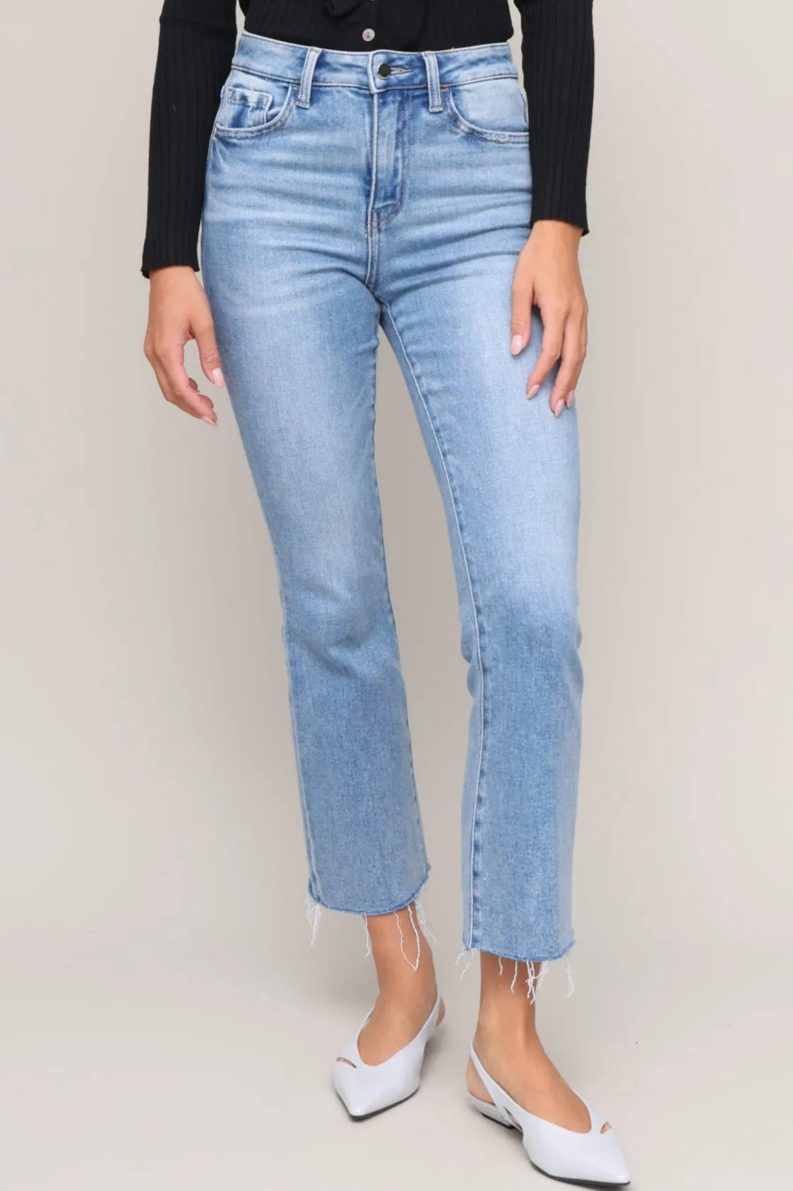 Refined fit Eco Dye Process High Rise Kick Flare