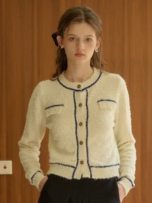 ??Final Sale??Beatrix Round Neck Contrasting Cardigan LayeringFriendly Weight