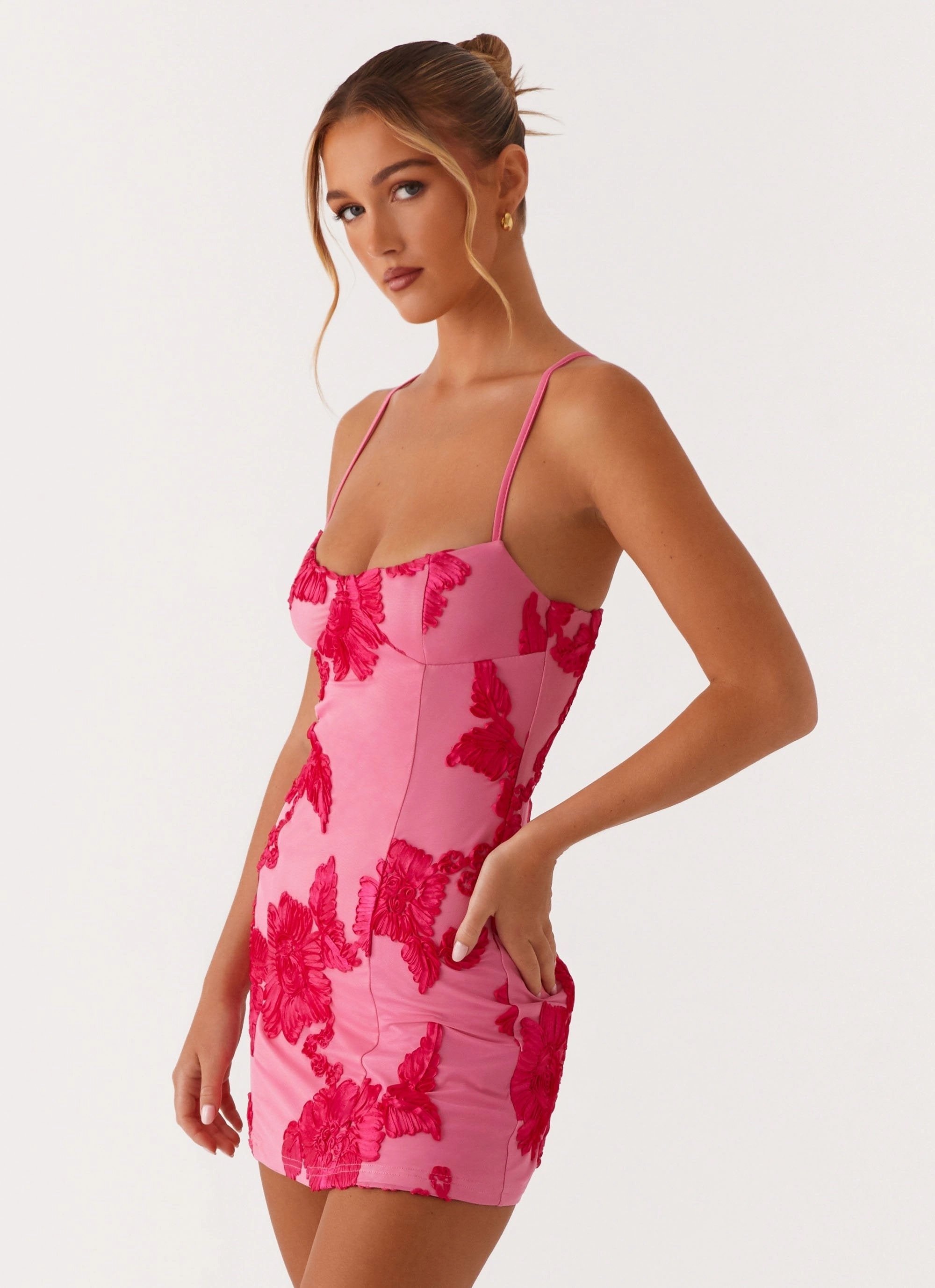 Vibrant Flow Lined interior Alivia Mini Dress - Pink