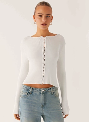 Wonderwall Lace Up Long Sleeve Top - White HypoallergenicFibers