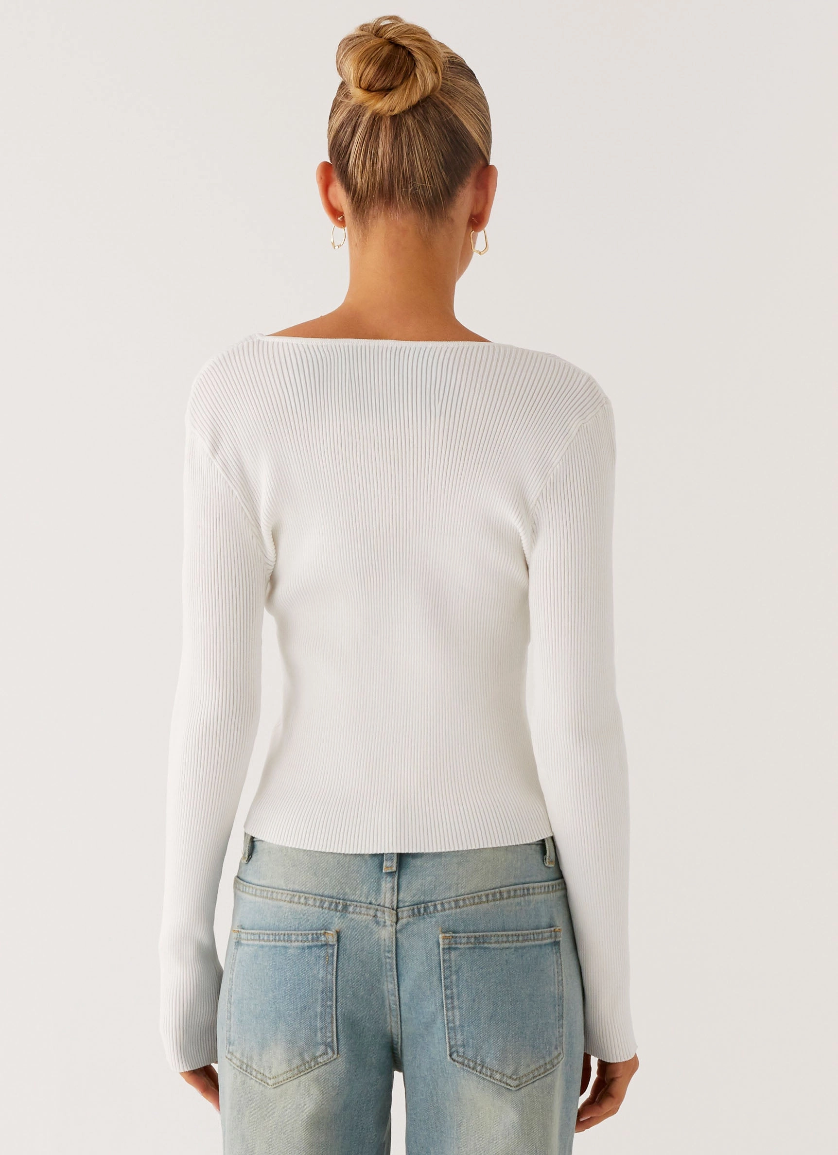 TearResistantWeave Multi Directional Mobility Wonderwall Lace Up Long Sleeve Top - White