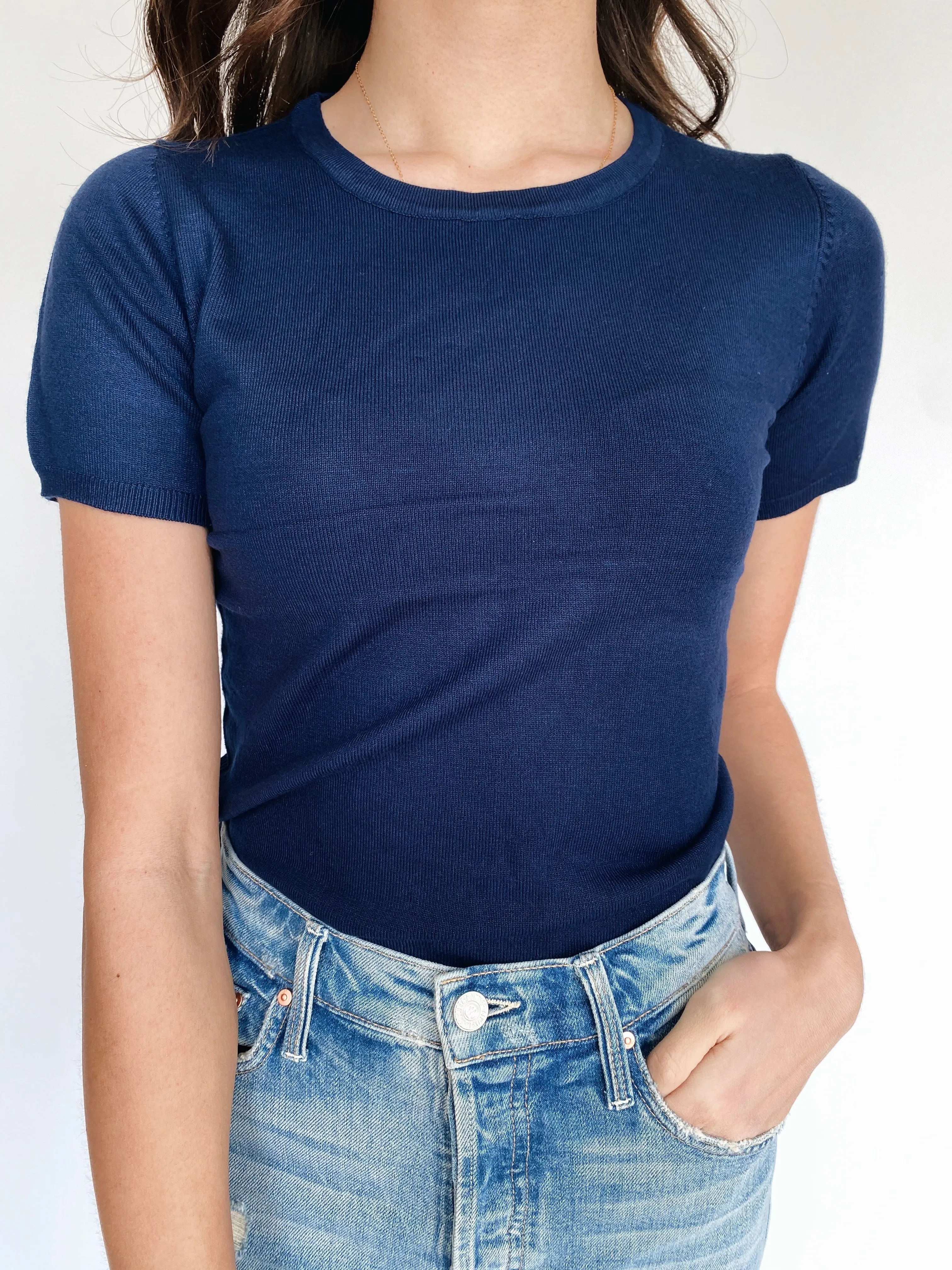 Jane Crew Neck - Navy Low Profile Stitching