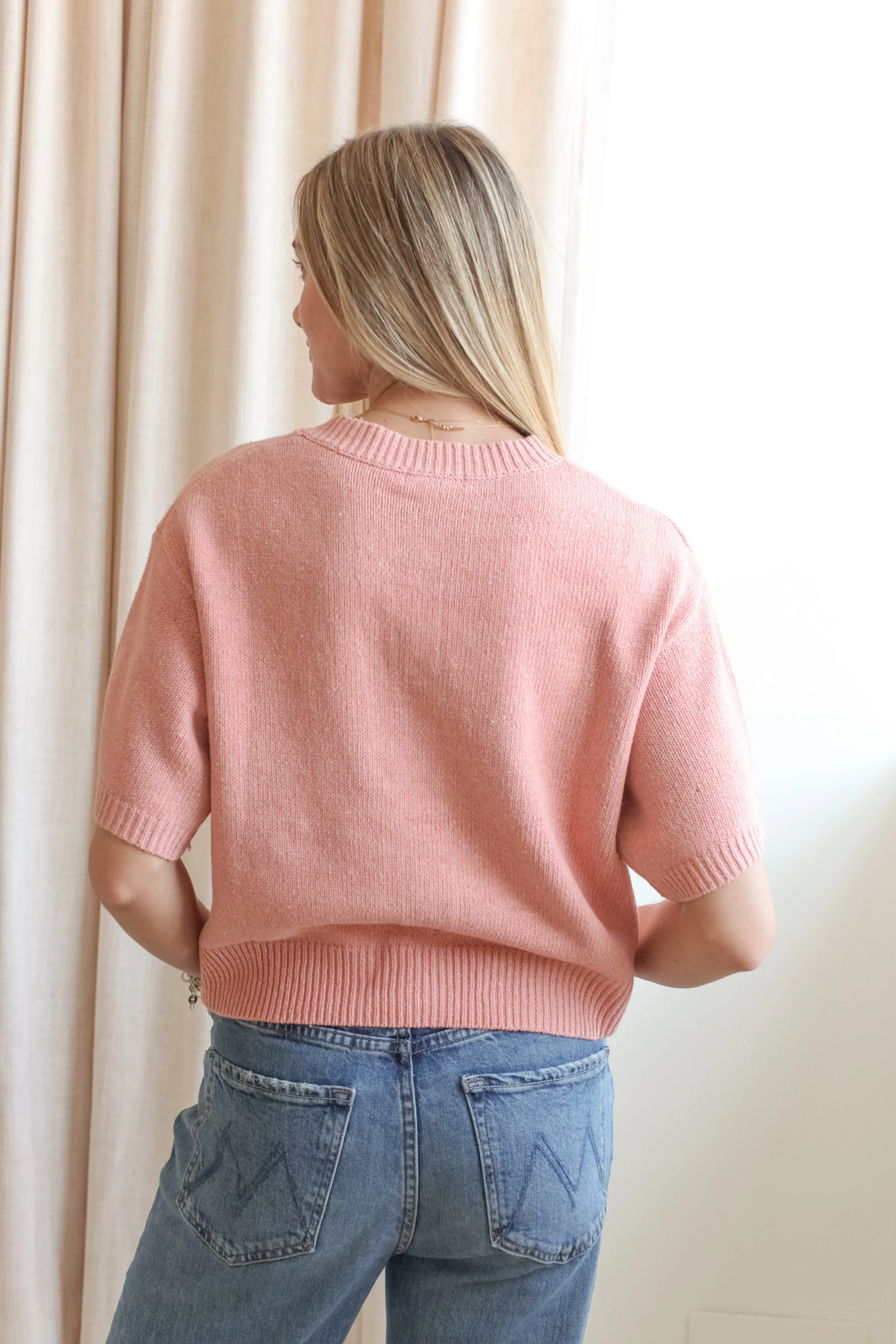 Beth Cardigan - Pink Moisture Wicking Fabric