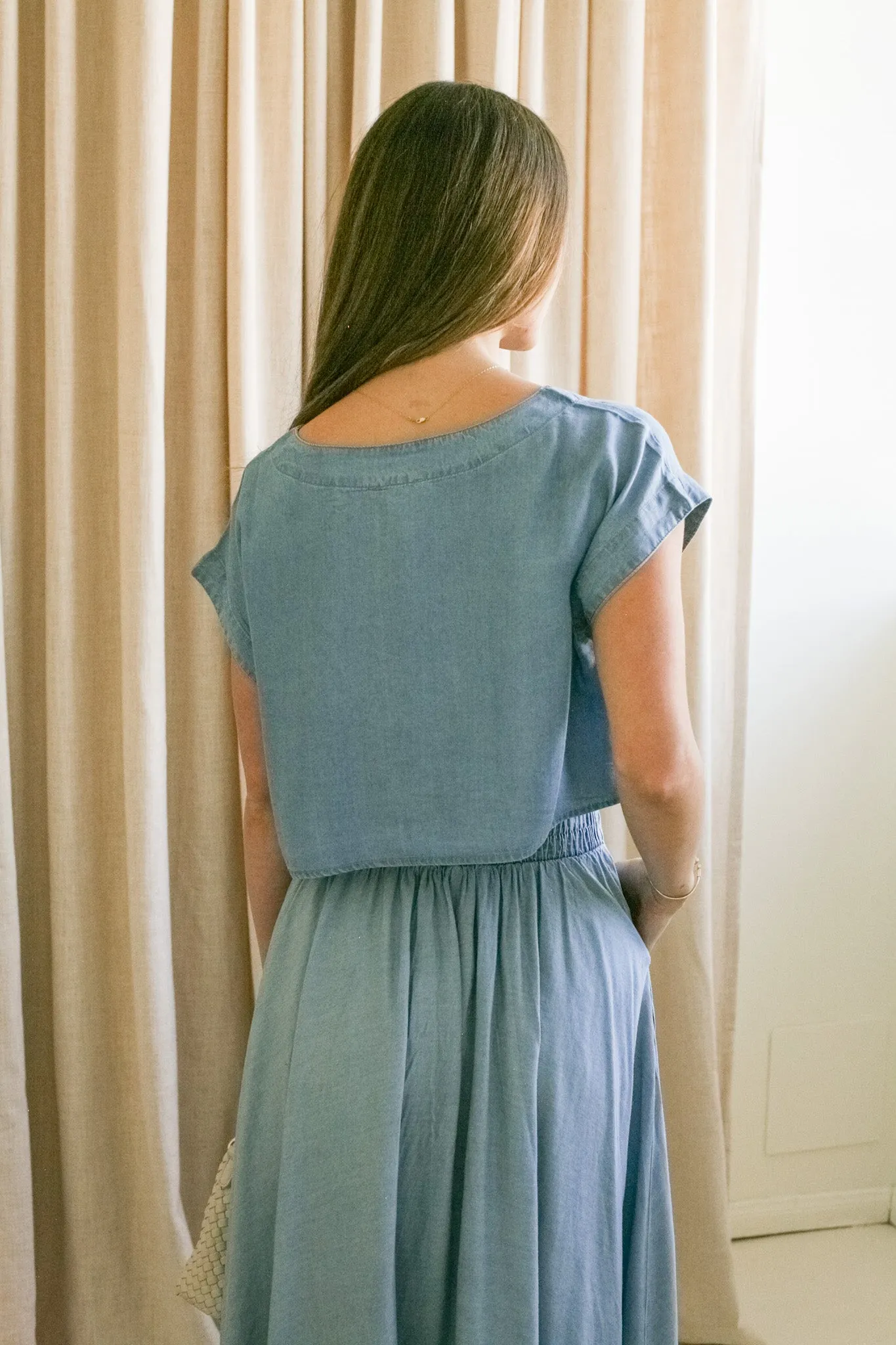 SoftInteriorLining Tess Chambray Boxy Top