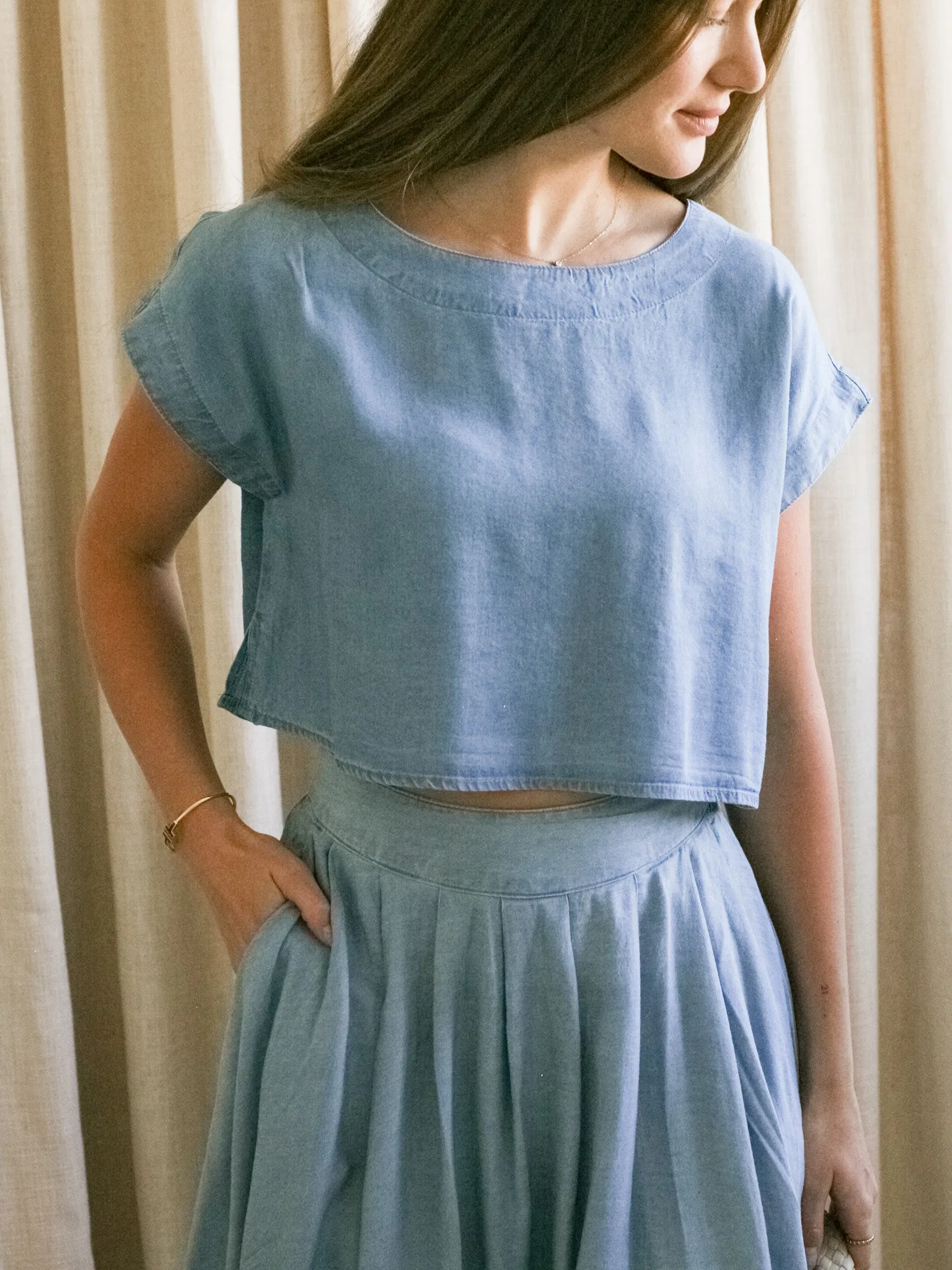 HeatSealed Seams Tess Chambray Boxy Top