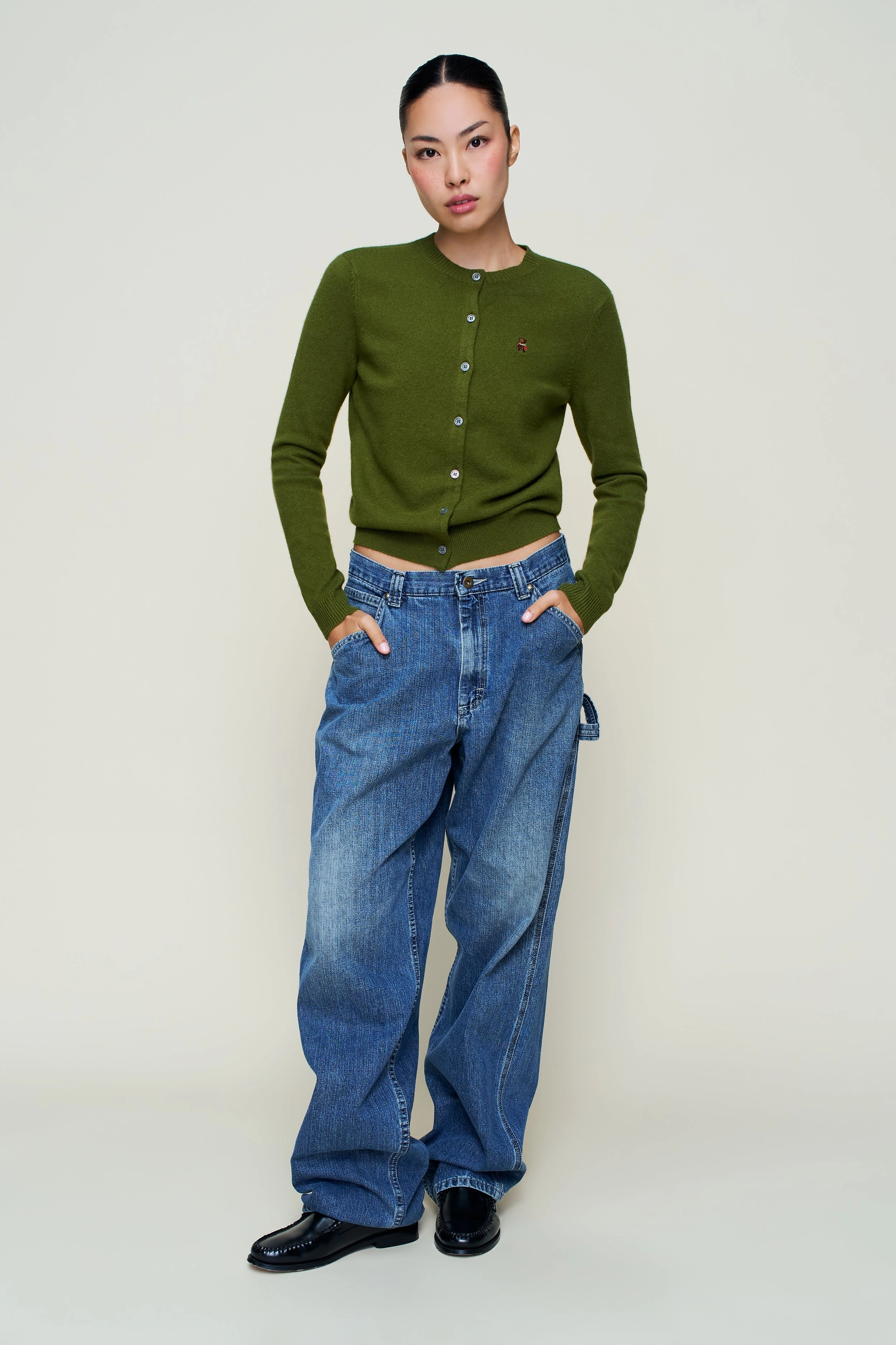 June Relaxed Wool Cardigan LowImpact Knitting NonRestrictive Cuff