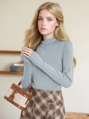 Emberlynn Simple Slim Fit Mock Neck Sweater LowProfileZipperSystem TearResistant
